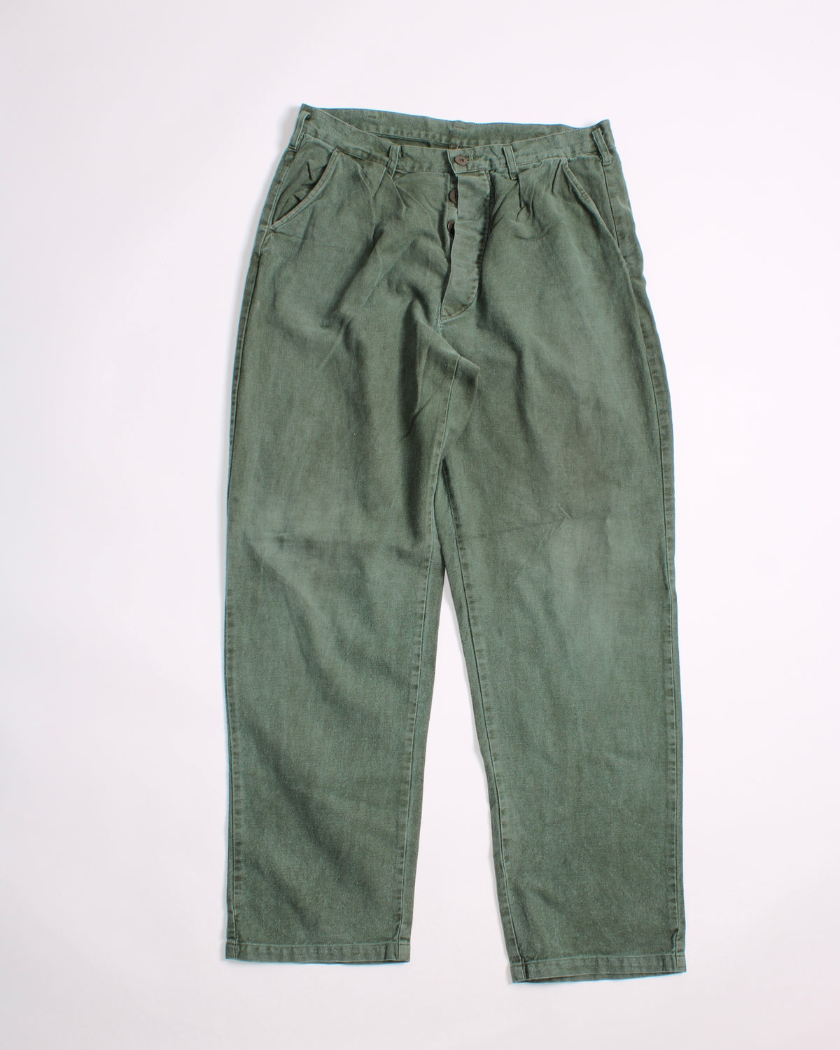 VINTAGE SWEDISH ARMY FATIGUE PANTS GREEN - W32