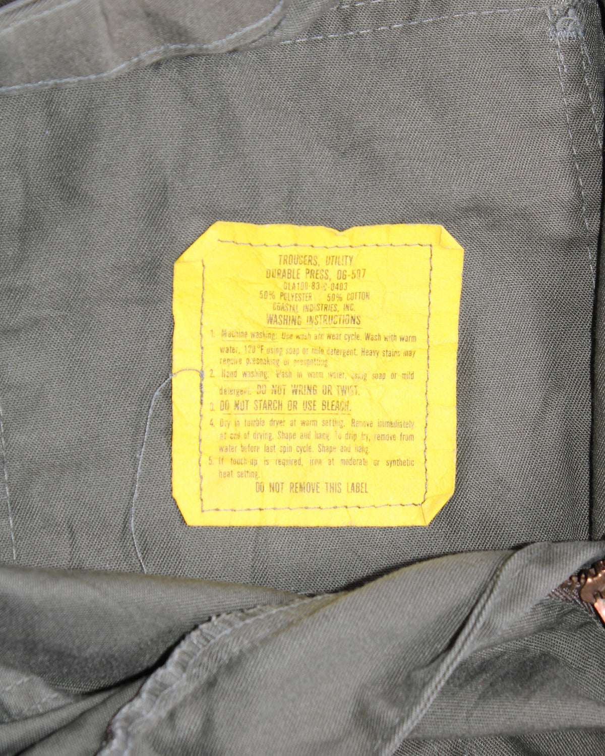 US ARMY VINTAGE OG 507 FATIGUE PANTS OLIVE GREEN - W36