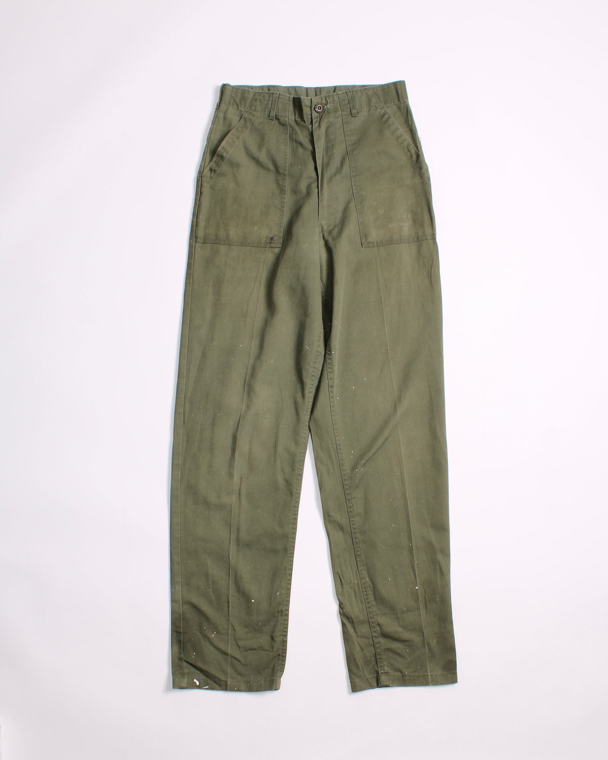 US ARMY VINTAGE OG 507 FATIGUE PAINTER PANTS OLIVE GREEN - W30