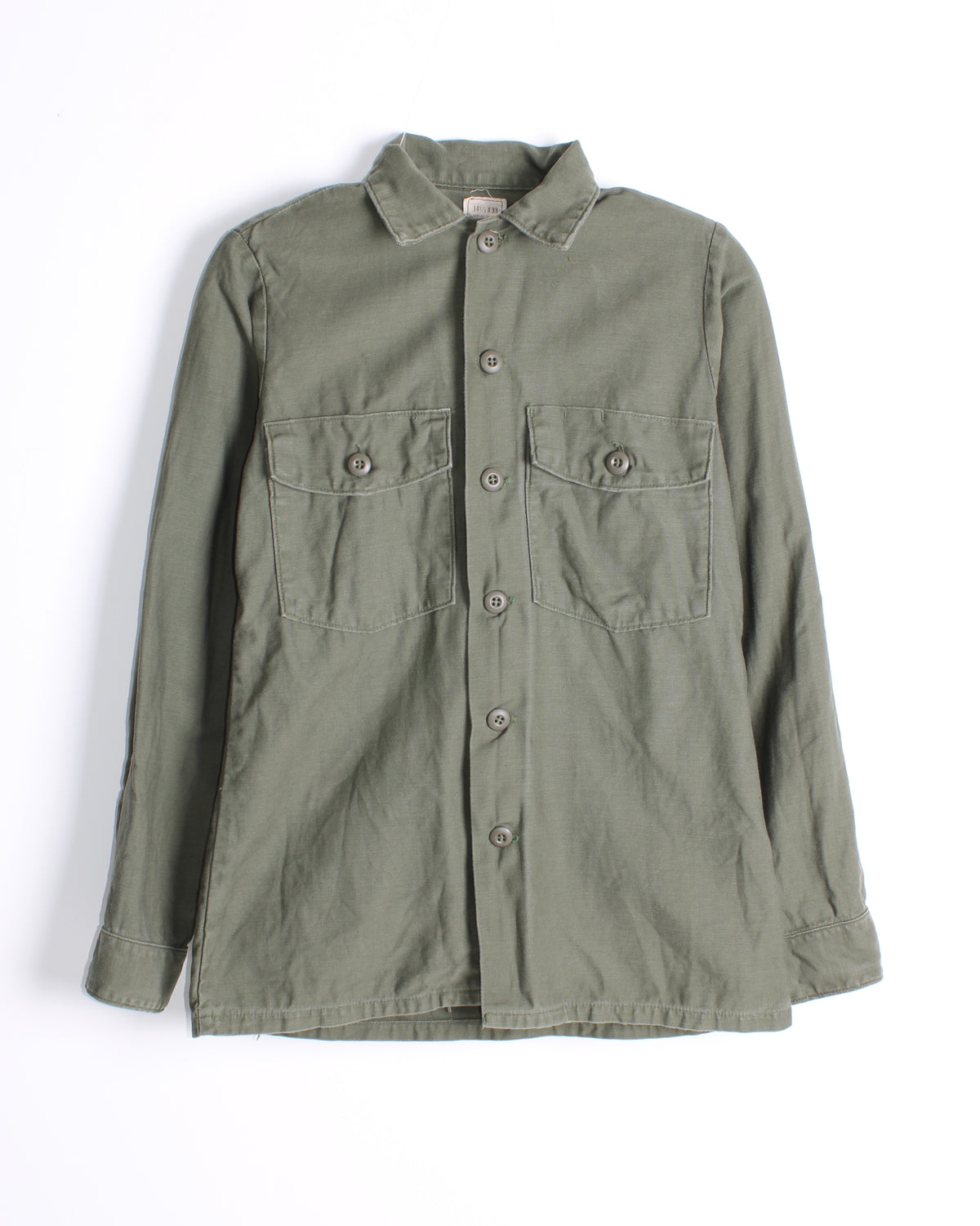 US ARMY VINTAGE OG 107 FATIGUE SHIRT GREEN - S/M