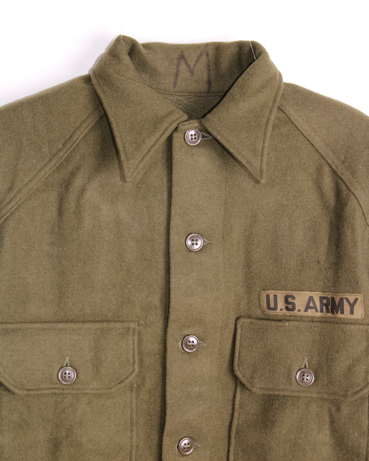 US ARMY VINTAGE OG 108 WOOL SHIRT OLIVE GREEN - MEDIUM