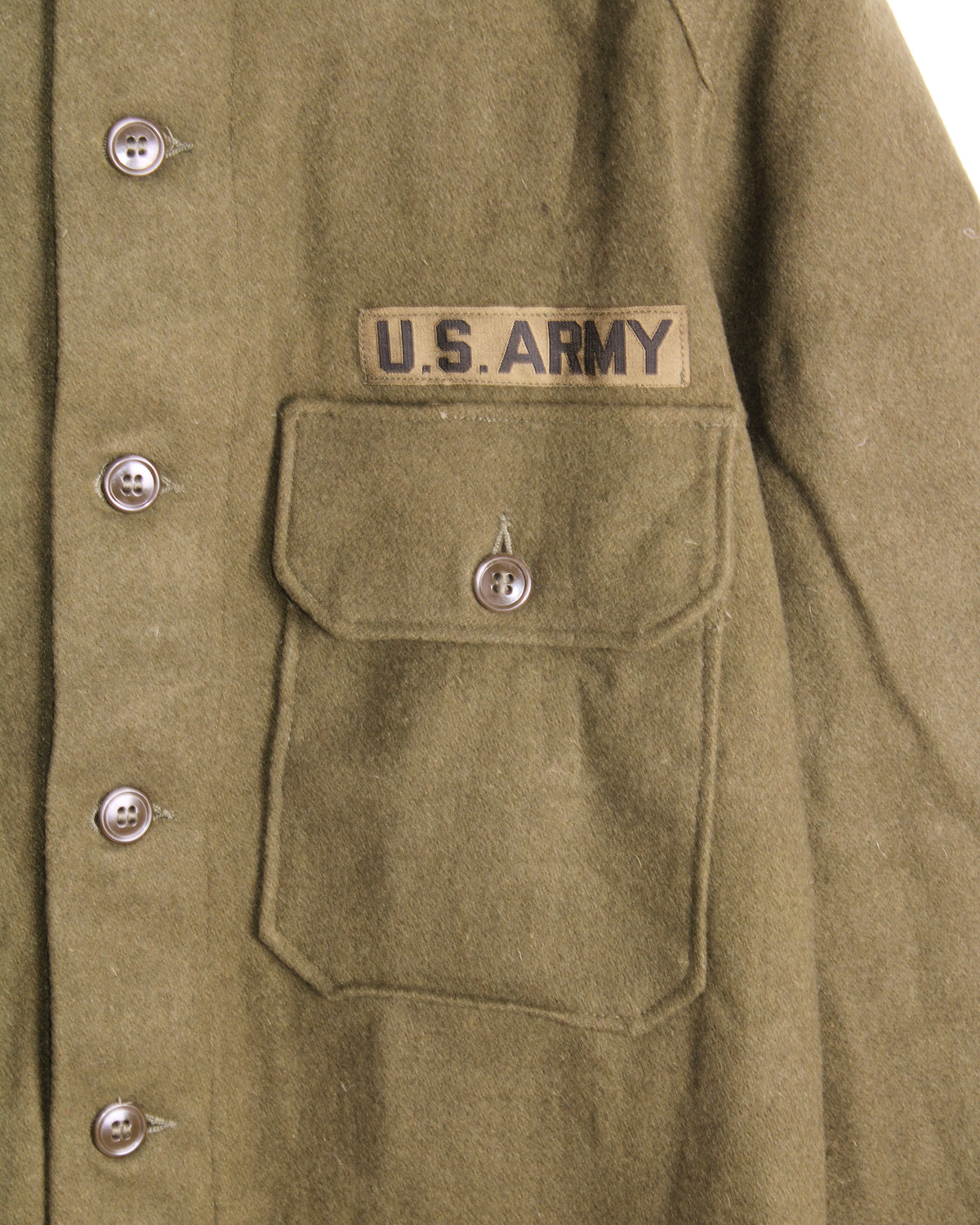 US ARMY VINTAGE OG 108 WOOL SHIRT OLIVE GREEN - MEDIUM