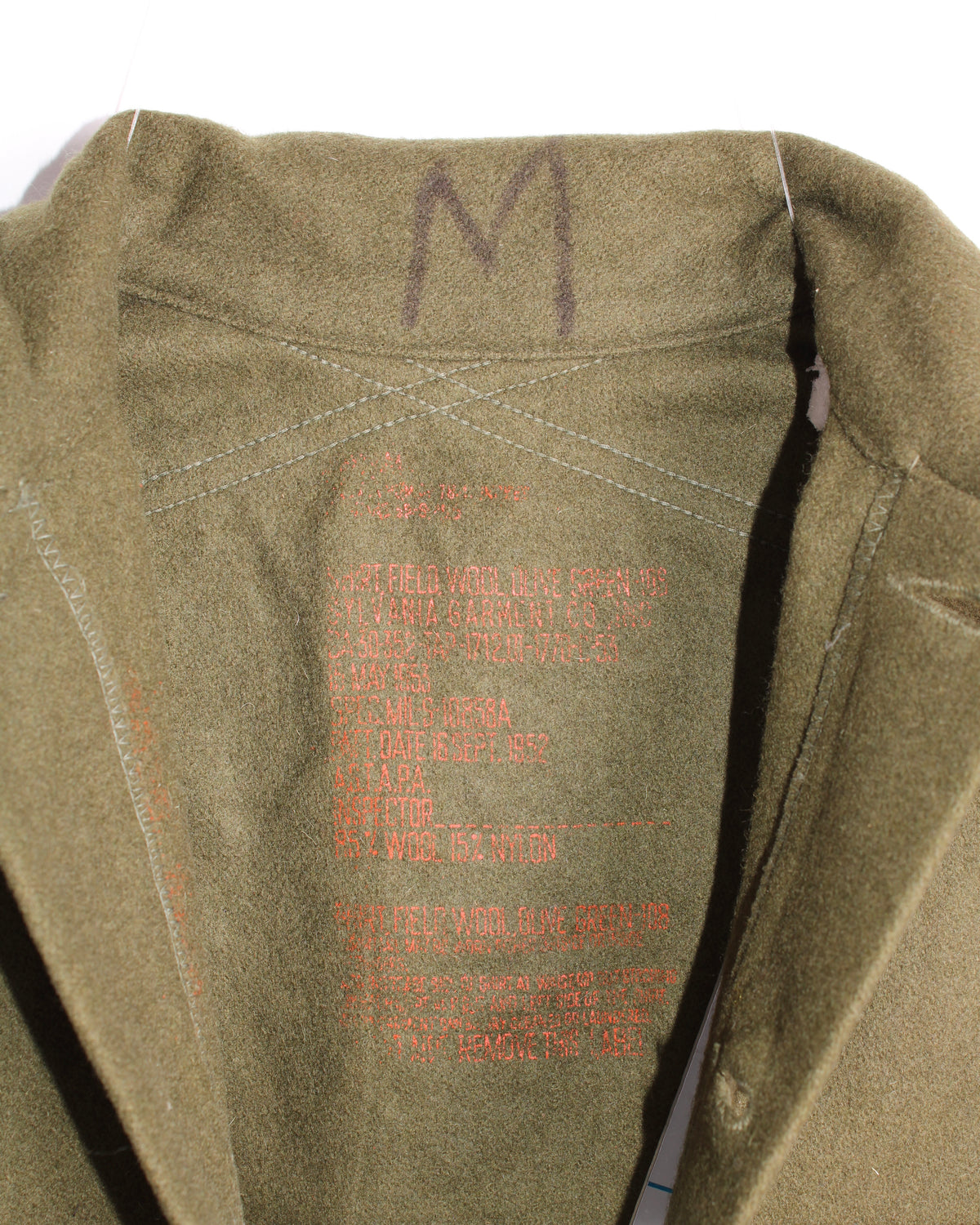 US ARMY VINTAGE OG 108 WOOL SHIRT OLIVE GREEN - MEDIUM