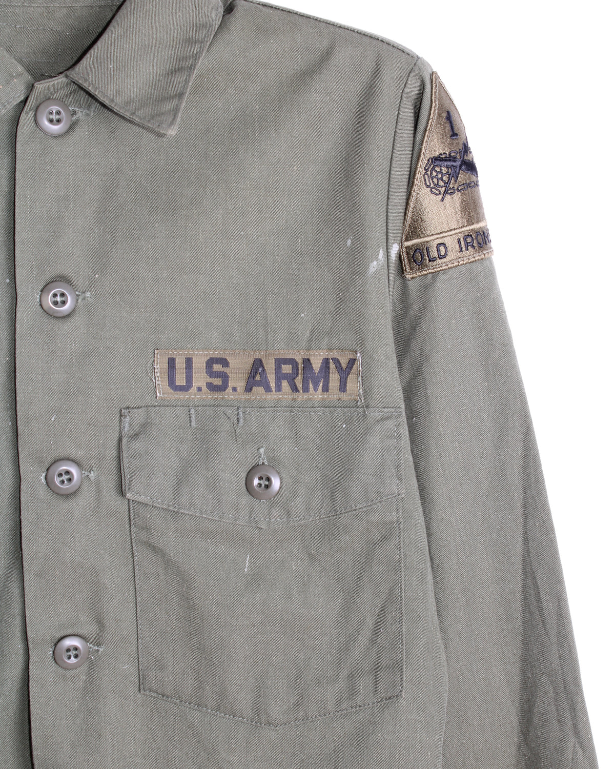 US ARMY VINTAGE OG 507 FATIGUE SHIRT OLIVE GREEN - S/M