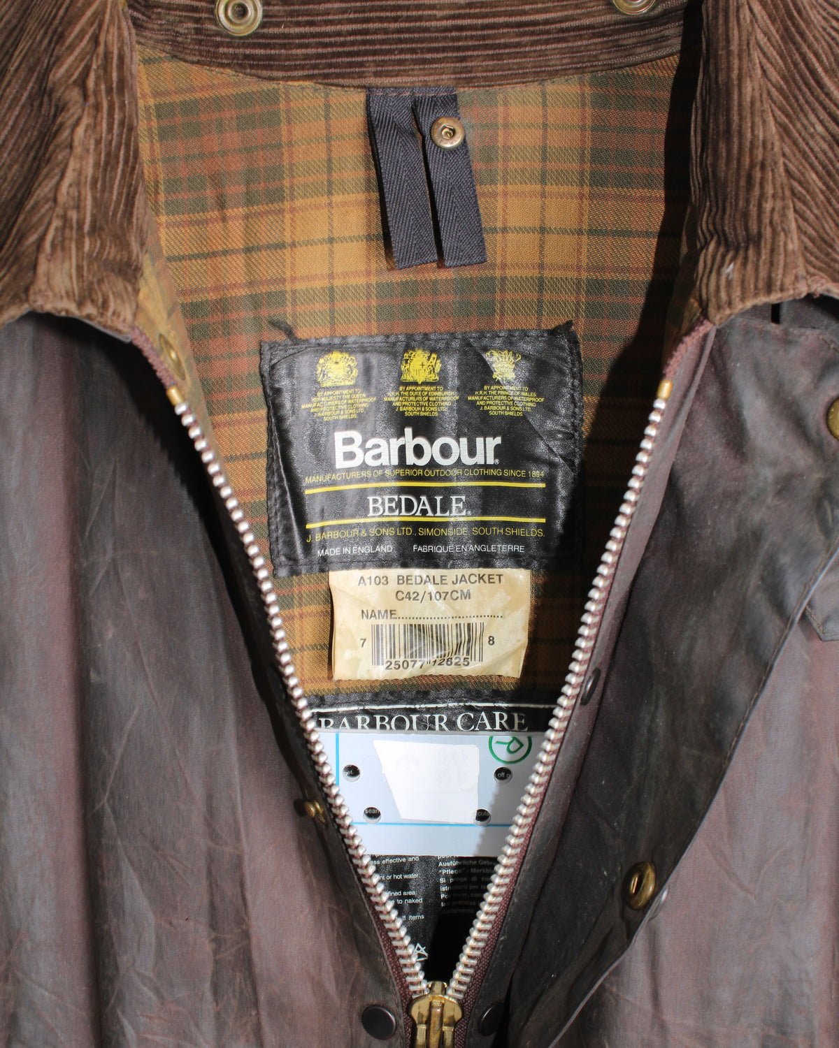 BARBOUR BEDALE VINTAGE WAX JACKET RUSTIC BROWN - M/L