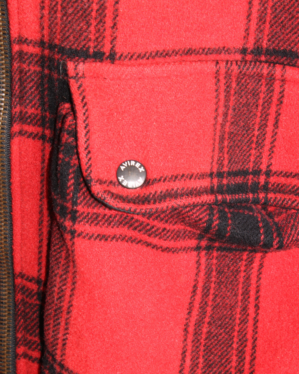 AVIREX VINTAGE WOOL BOMBER JACKET TARTAN RED - XL