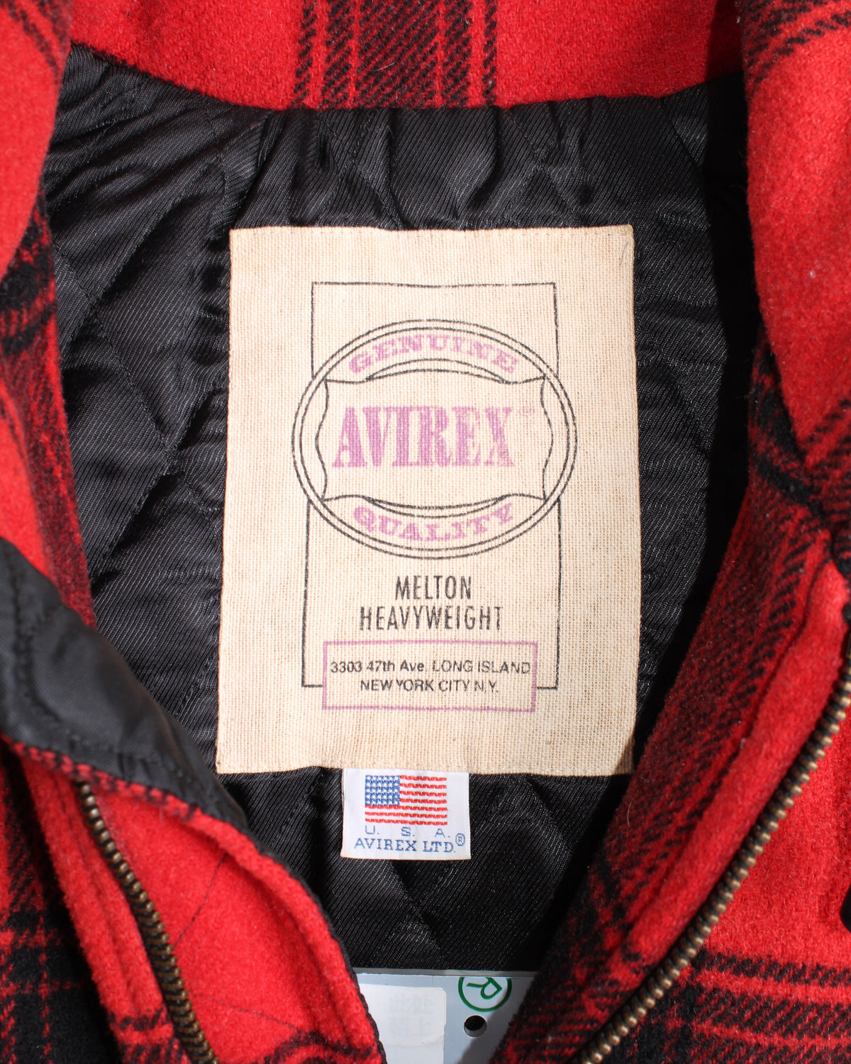 AVIREX VINTAGE WOOL BOMBER JACKET TARTAN RED - XL