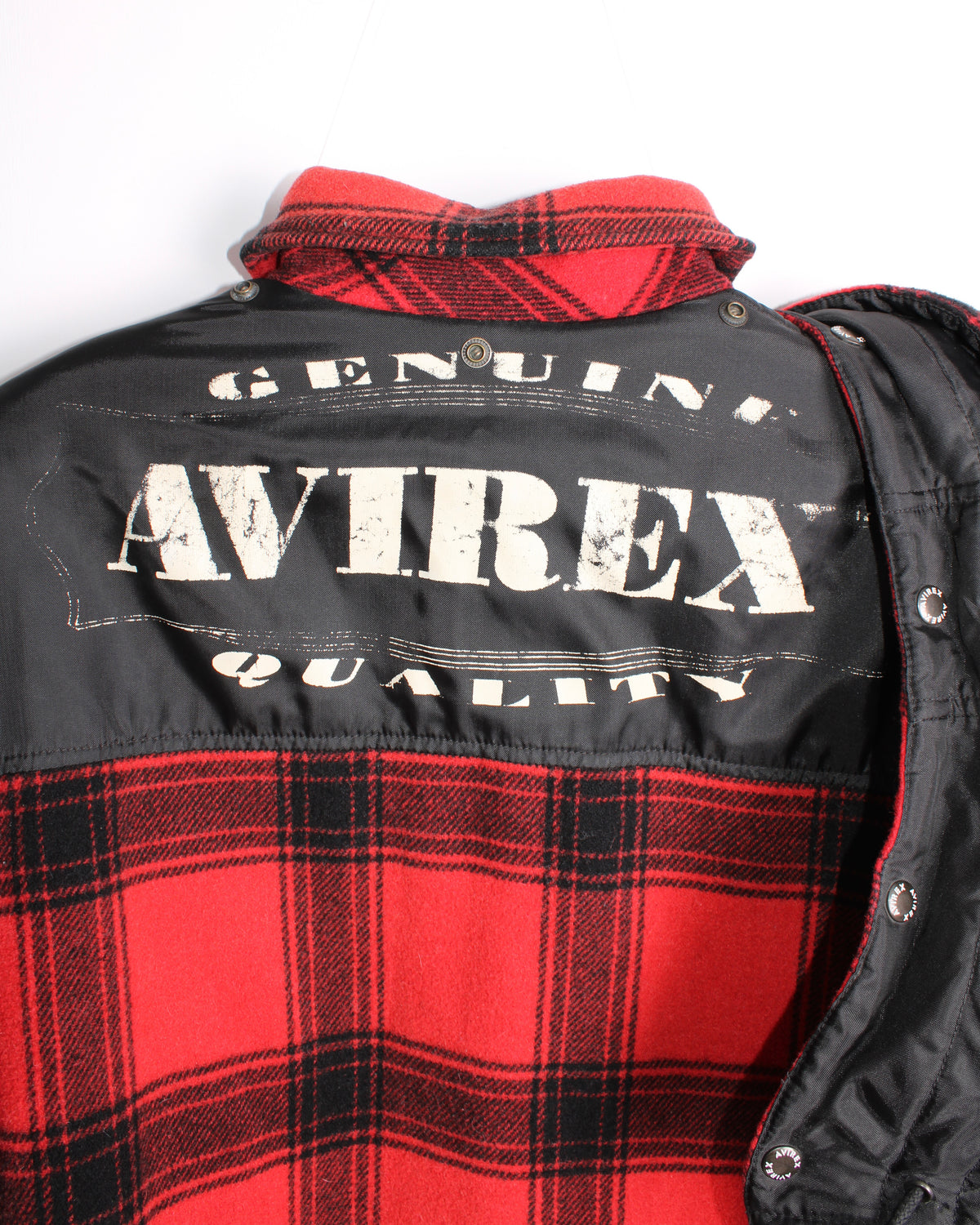 AVIREX VINTAGE WOOL BOMBER JACKET TARTAN RED - XL