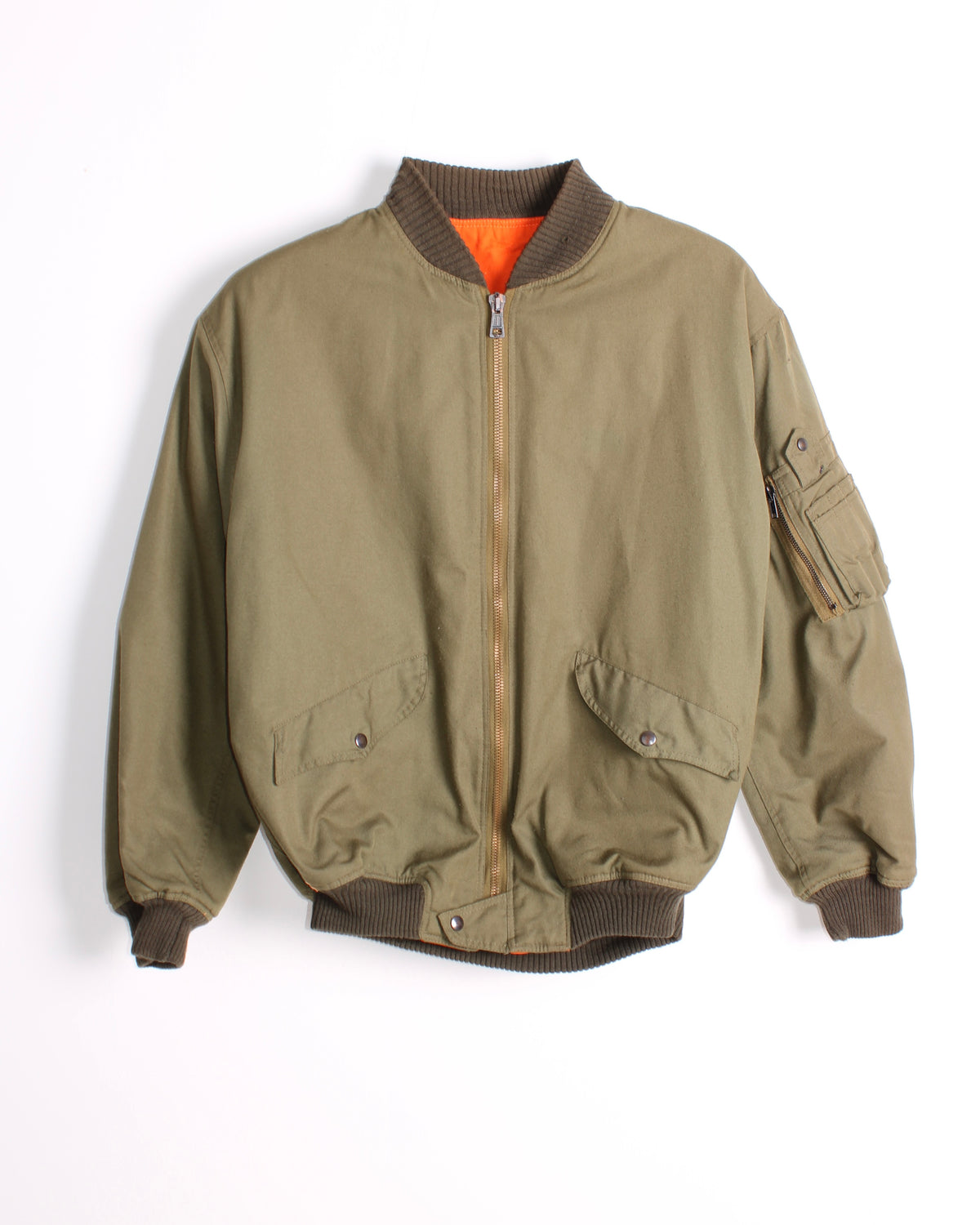 VINTAGE BOMBER MA-1 JACKET ARMY GREEN - L/XL