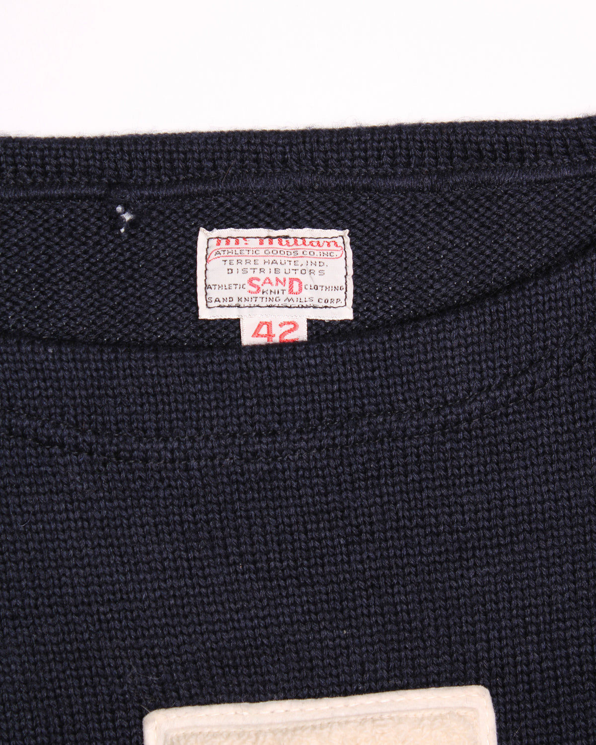 VINTAGE 60S VARSITY LETTERMAN SWEATER SAND KNITTING MILLS BLUE - M/L