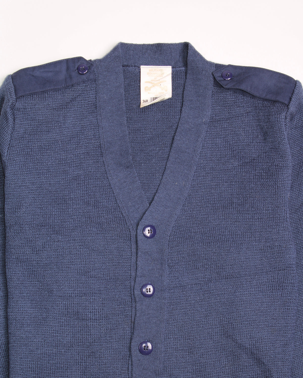 US ARMY VINTAGE WOOL CARDIGAN KNIT BLUE - XS/S