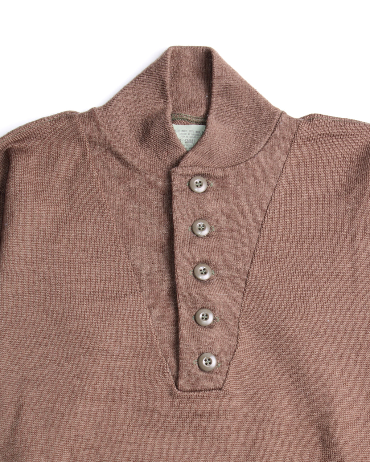 US ARMY VINTAGE WOOL HENLEY KNIT OLIVE GREEN