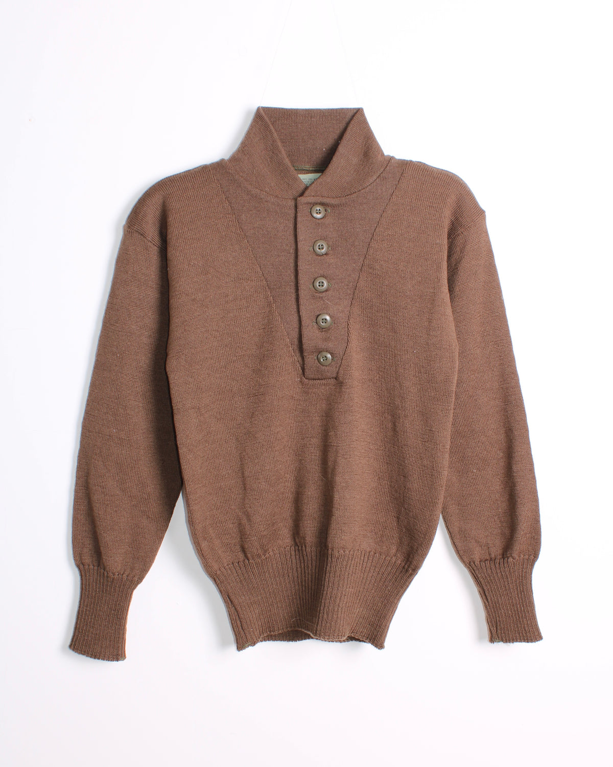 US ARMY VINTAGE WOOL HENLEY KNIT OLIVE GREEN