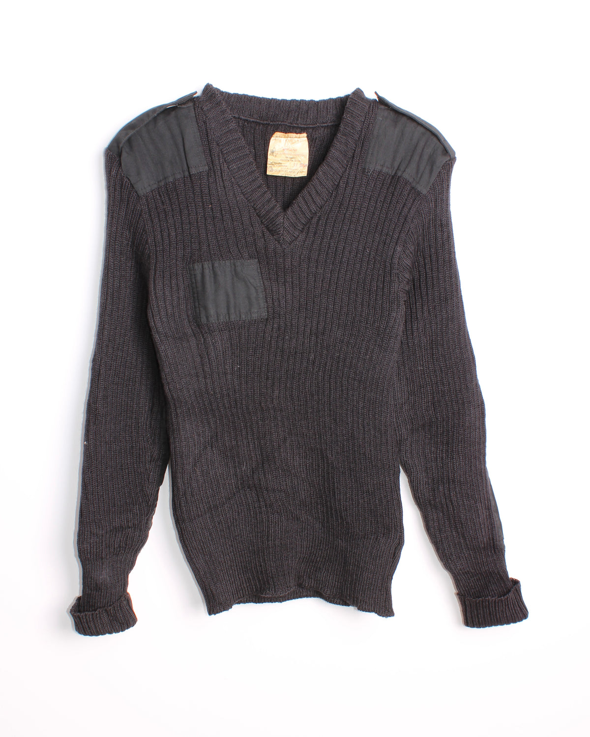 VINTAGE BRIGADE QUARTERMASTERS WOOLLY PULLY WOOL KINT BLACK - S/M