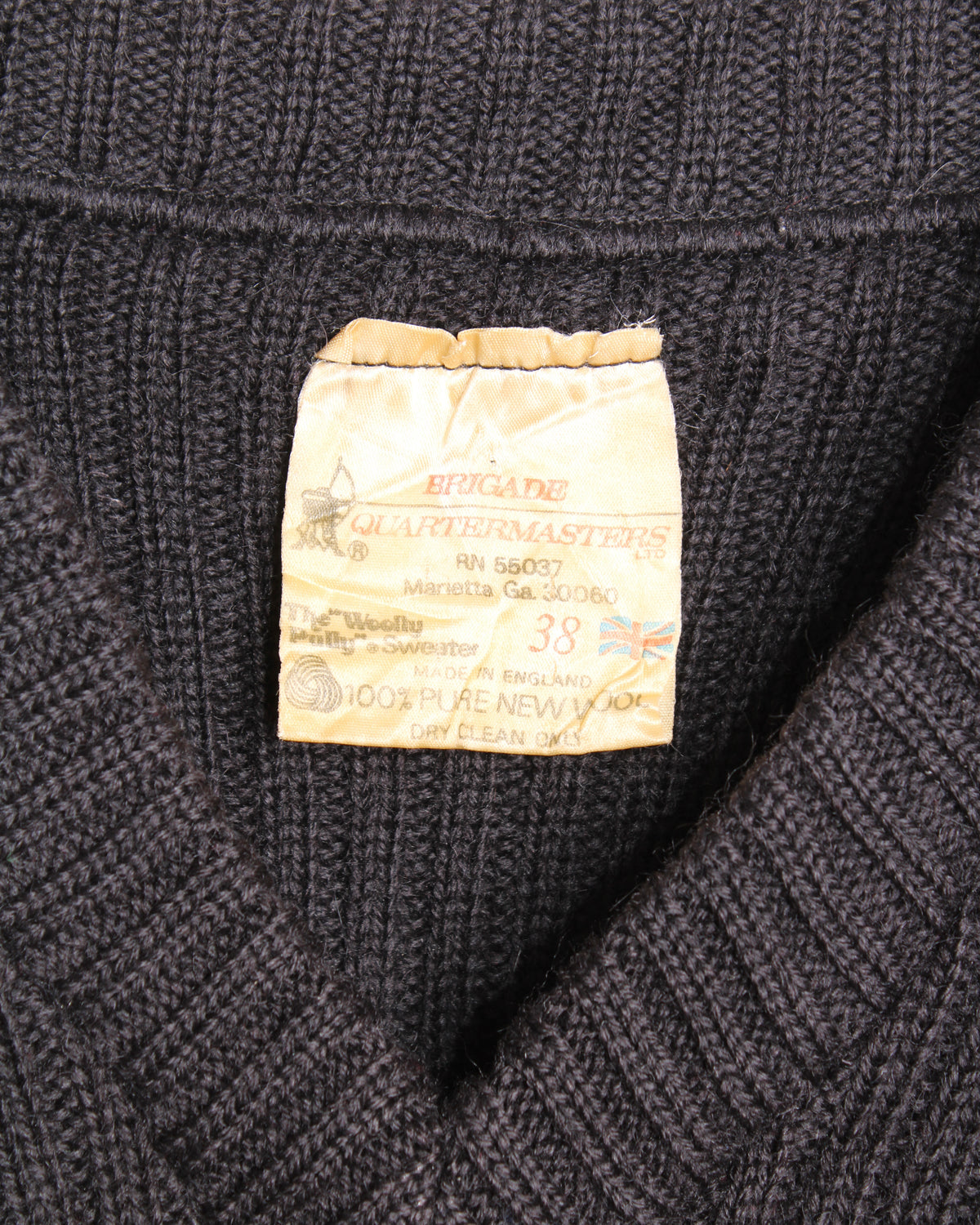 VINTAGE BRIGADE QUARTERMASTERS WOOLLY PULLY WOOL KINT BLACK - S/M