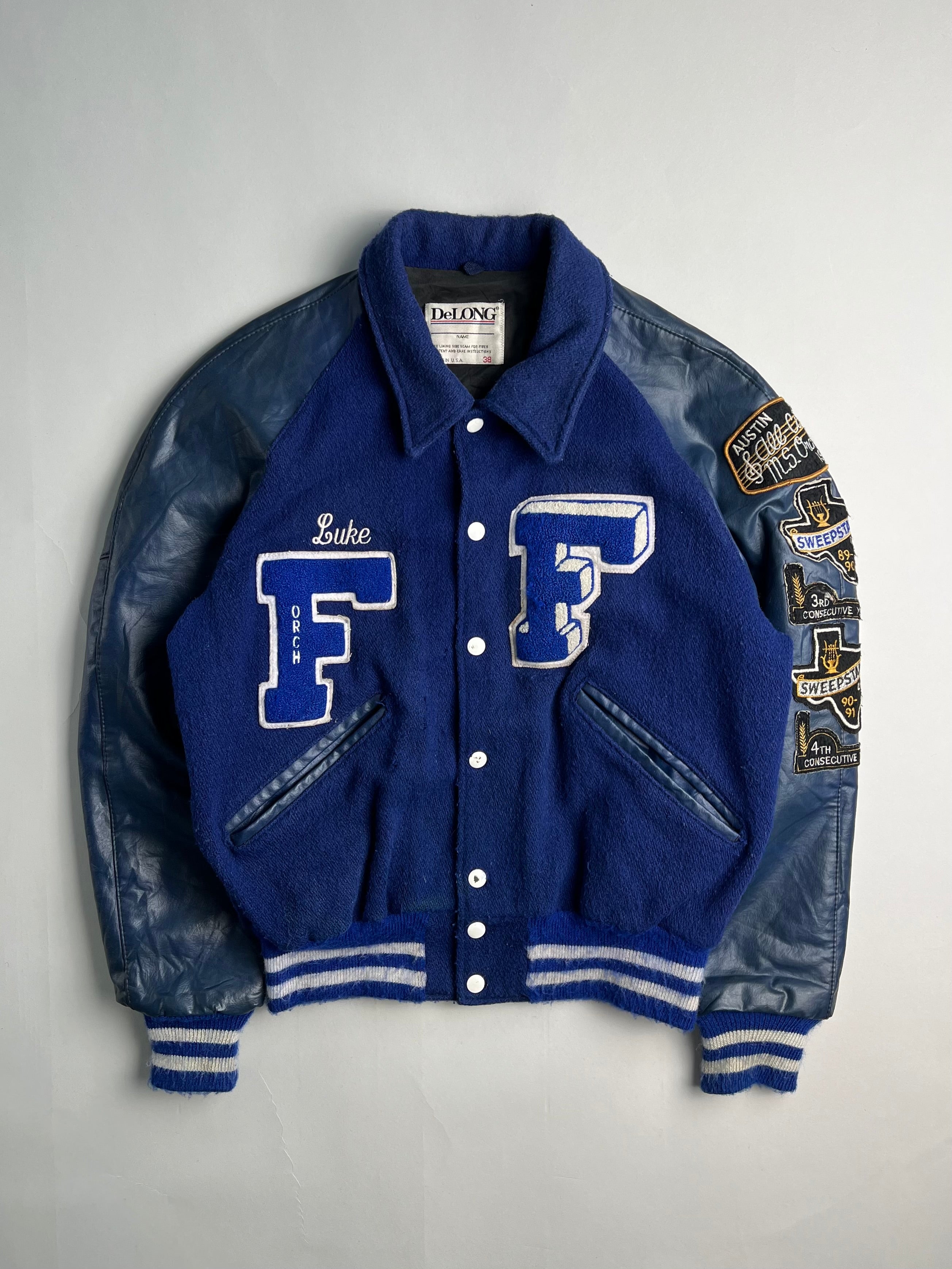 VINTAGE VARSITY JACKET DE LONG MADE IN USA 1990S - S/M