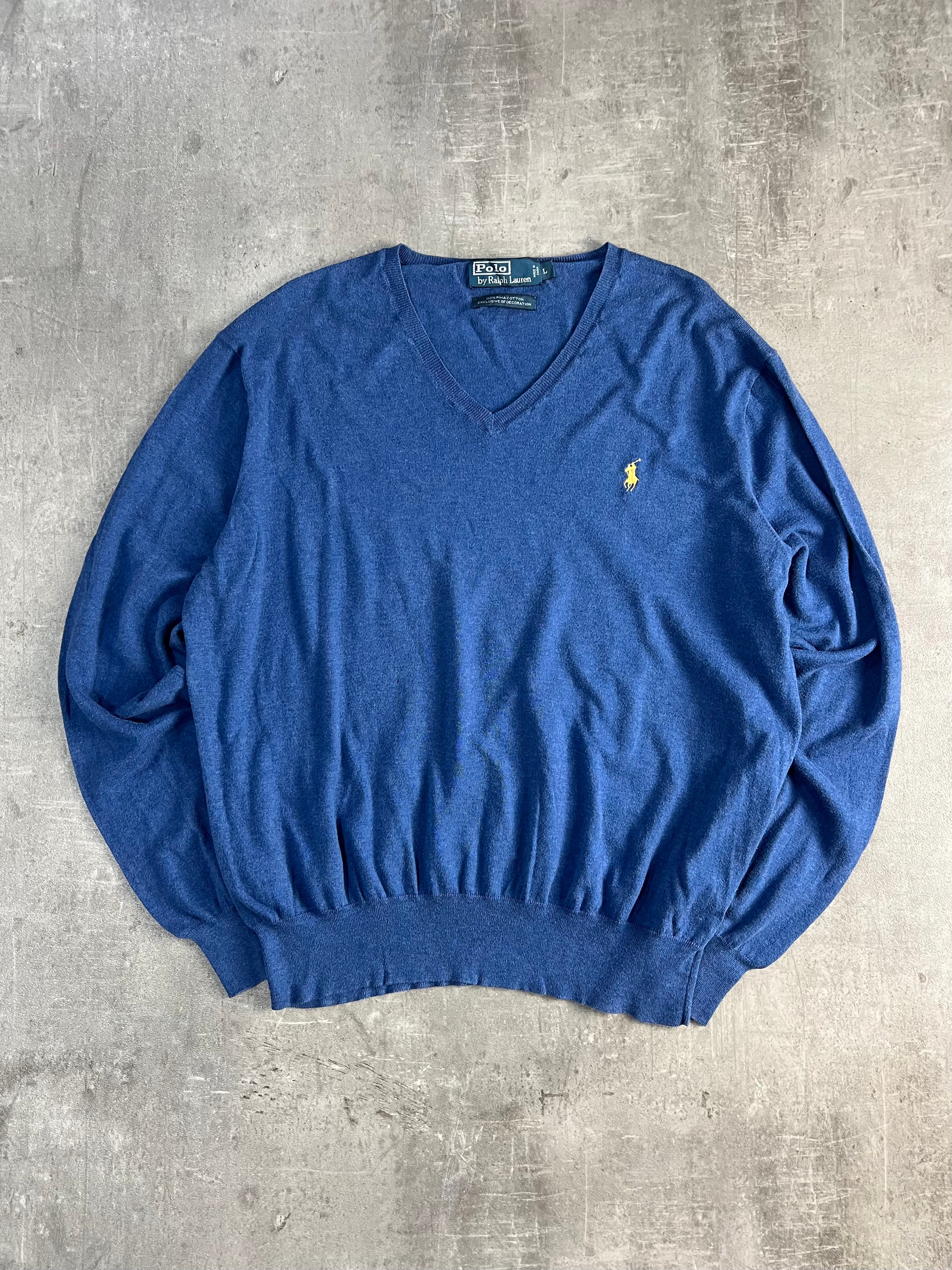 RALPH LAUREN COTTON KNIT BLUE -  L