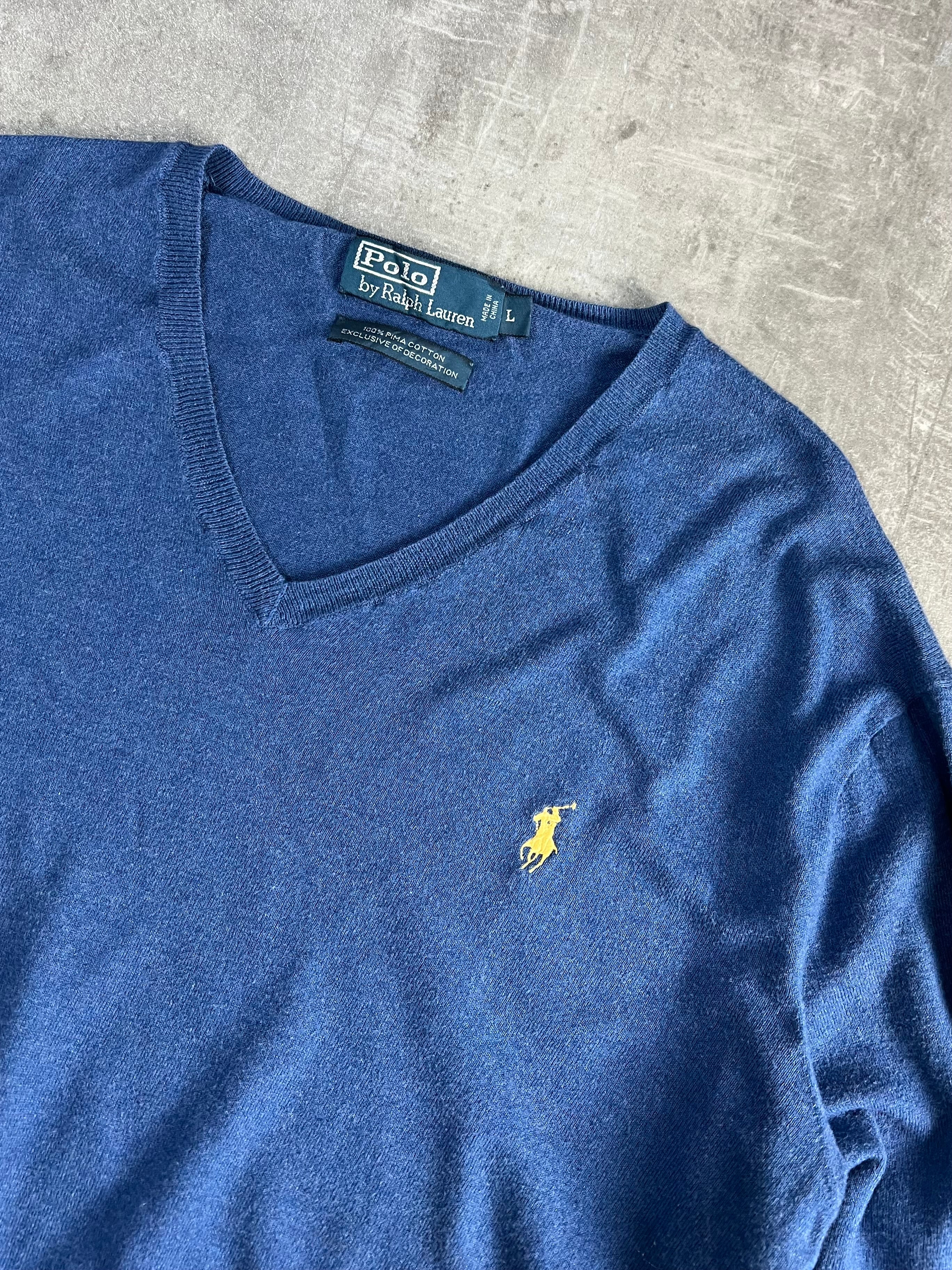 RALPH LAUREN COTTON KNIT BLUE -  L