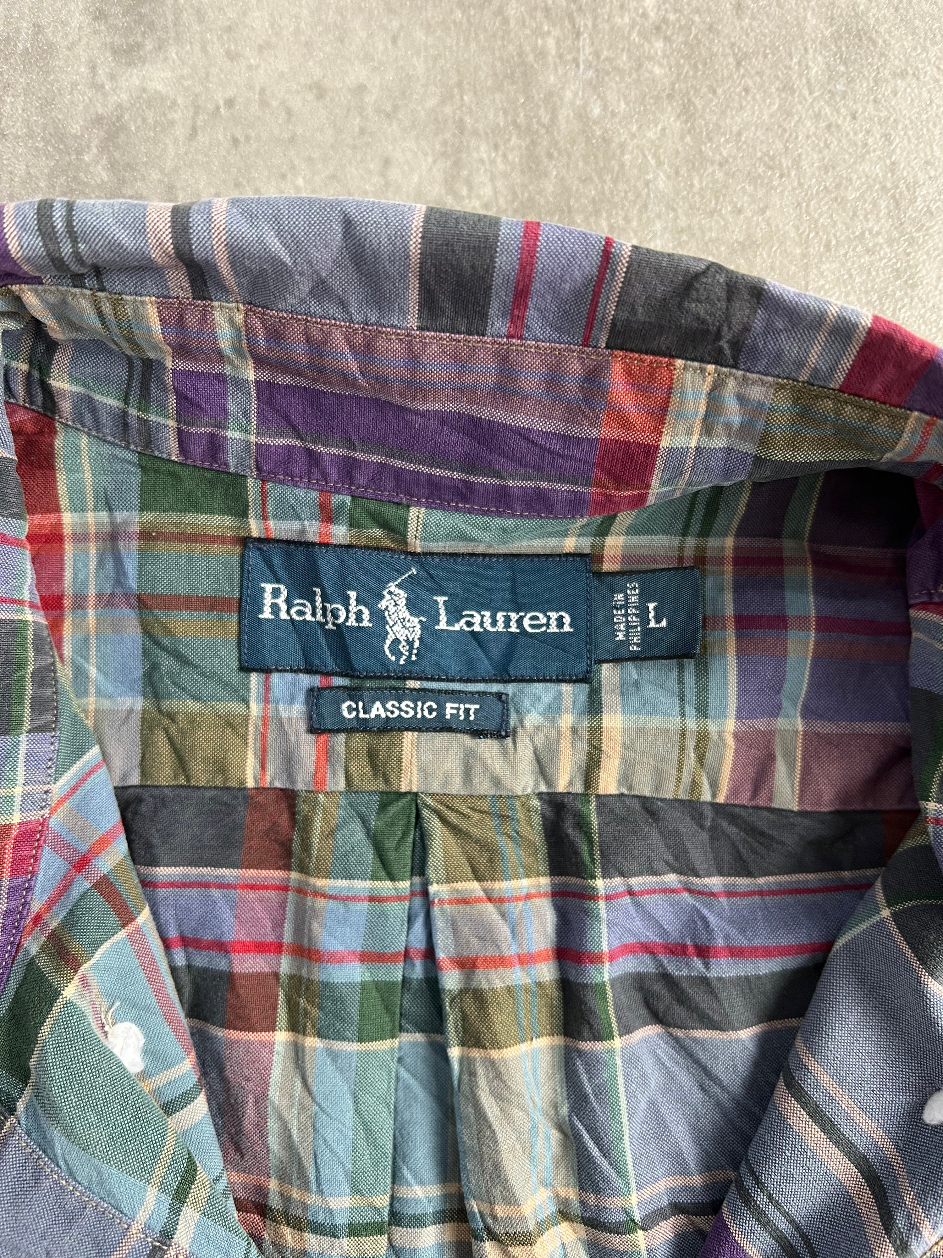 RALPH LAUREN CHECKERED MULTICOLOR SHIRT -  LARGE