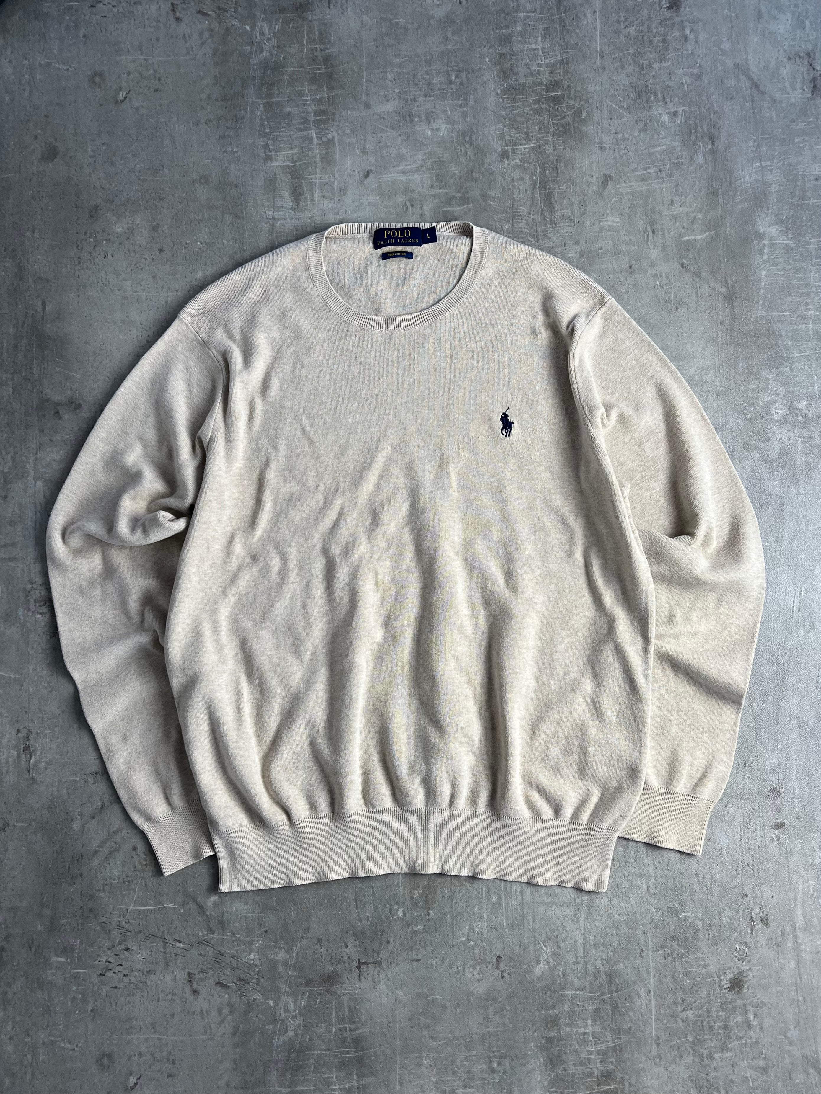 RALPH LAUREN COTTON KNIT BEIGE - L