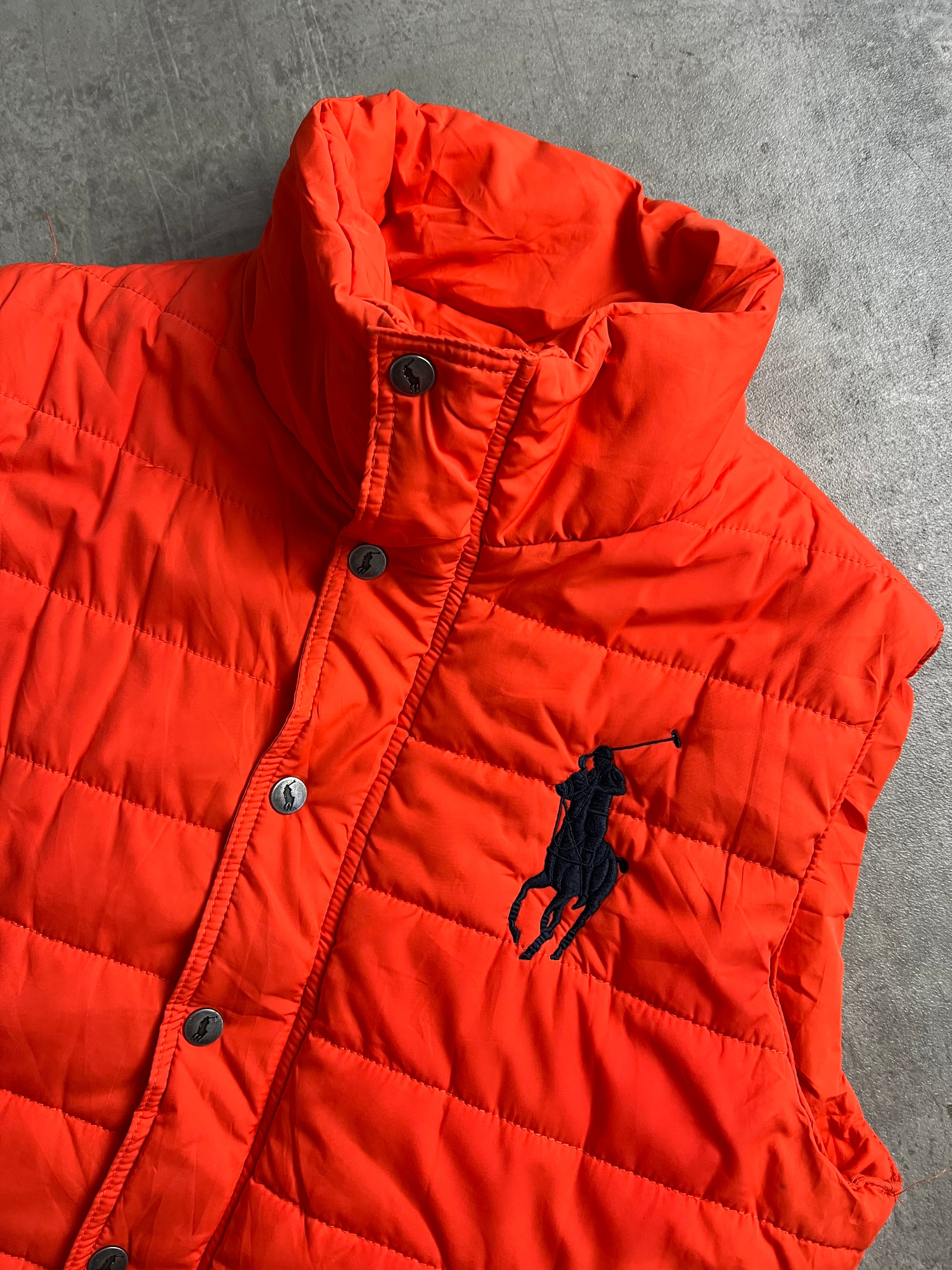 RALPH LAUREN GOOSE DOWN VEST BIG PONY ORANGE - L