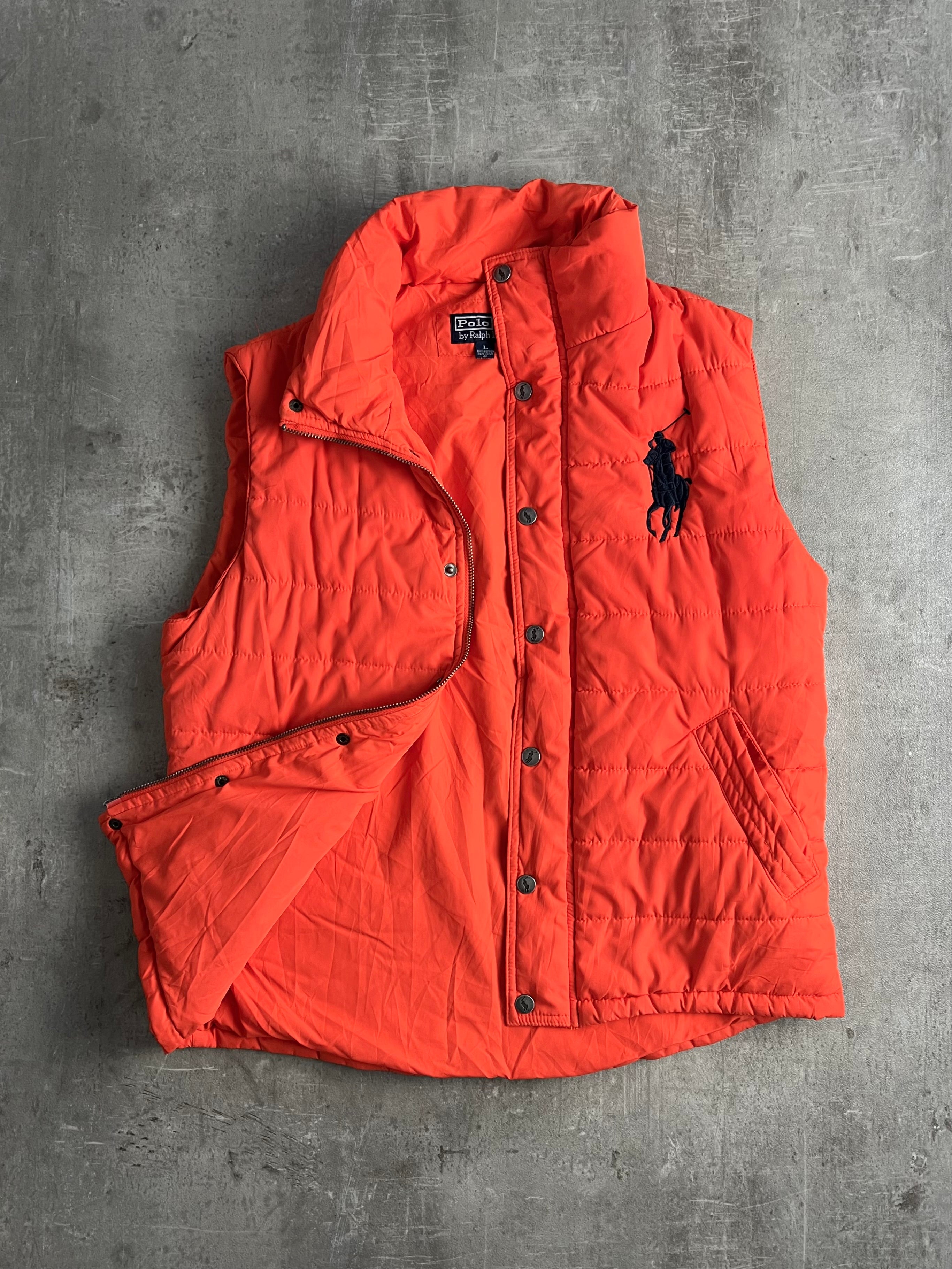 RALPH LAUREN GOOSE DOWN VEST BIG PONY ORANGE - L