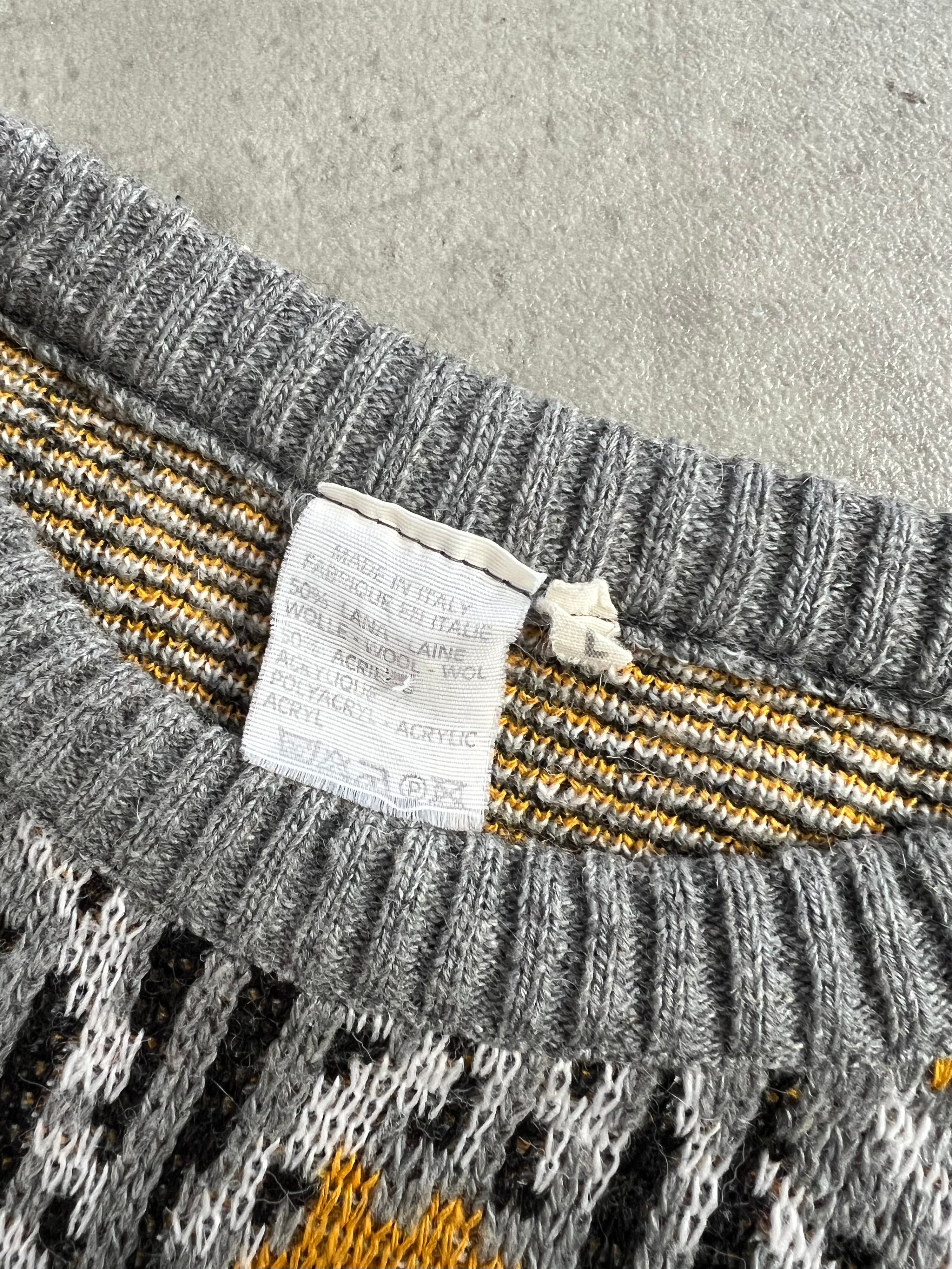 VINTAGE COSBY PATTERN MULTICOLOR KNIT MADE IN ITALY - L