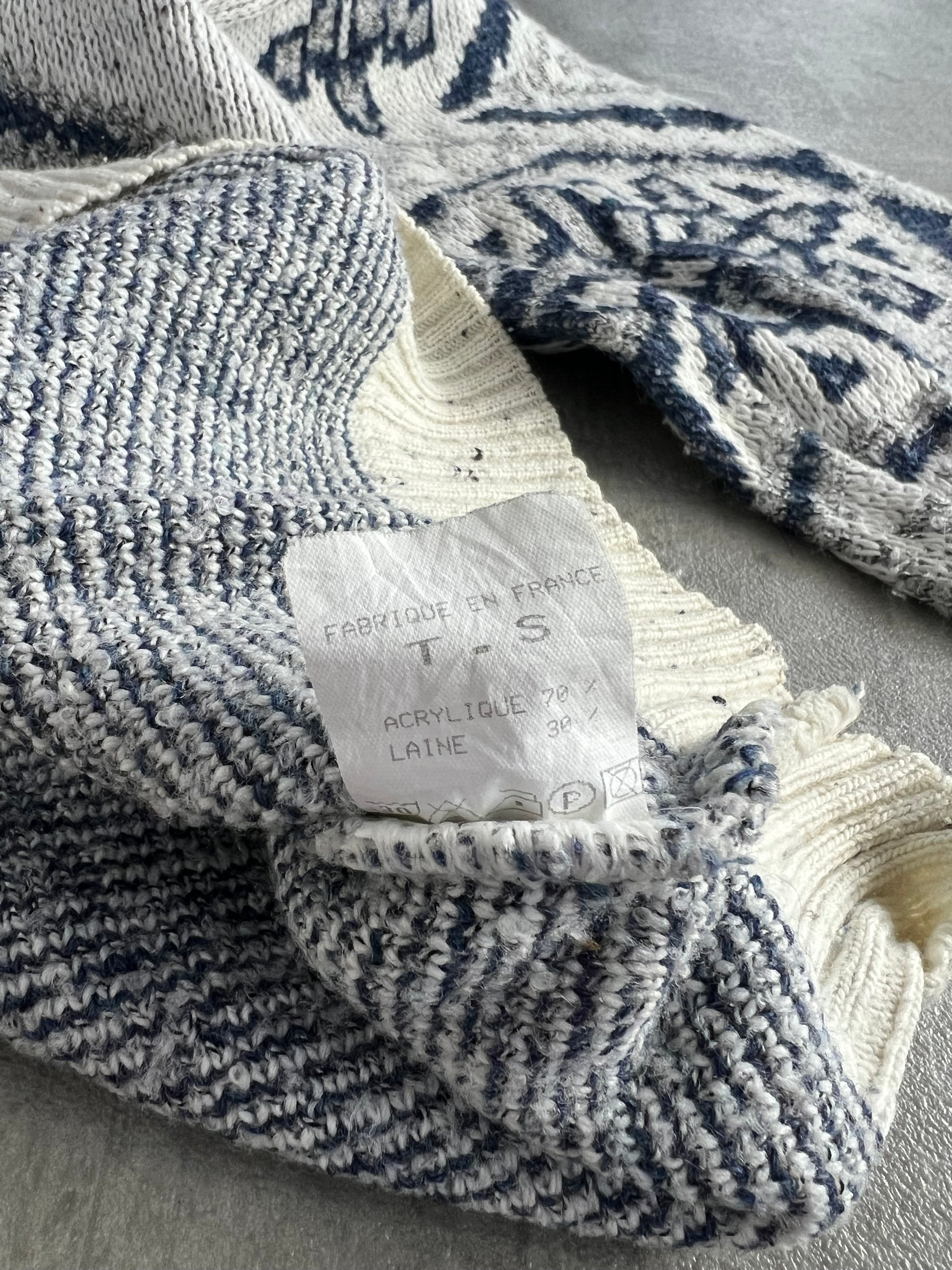 ARMAND THIERY PATTERN KNIT WHITE MADE IN FRANCE - S