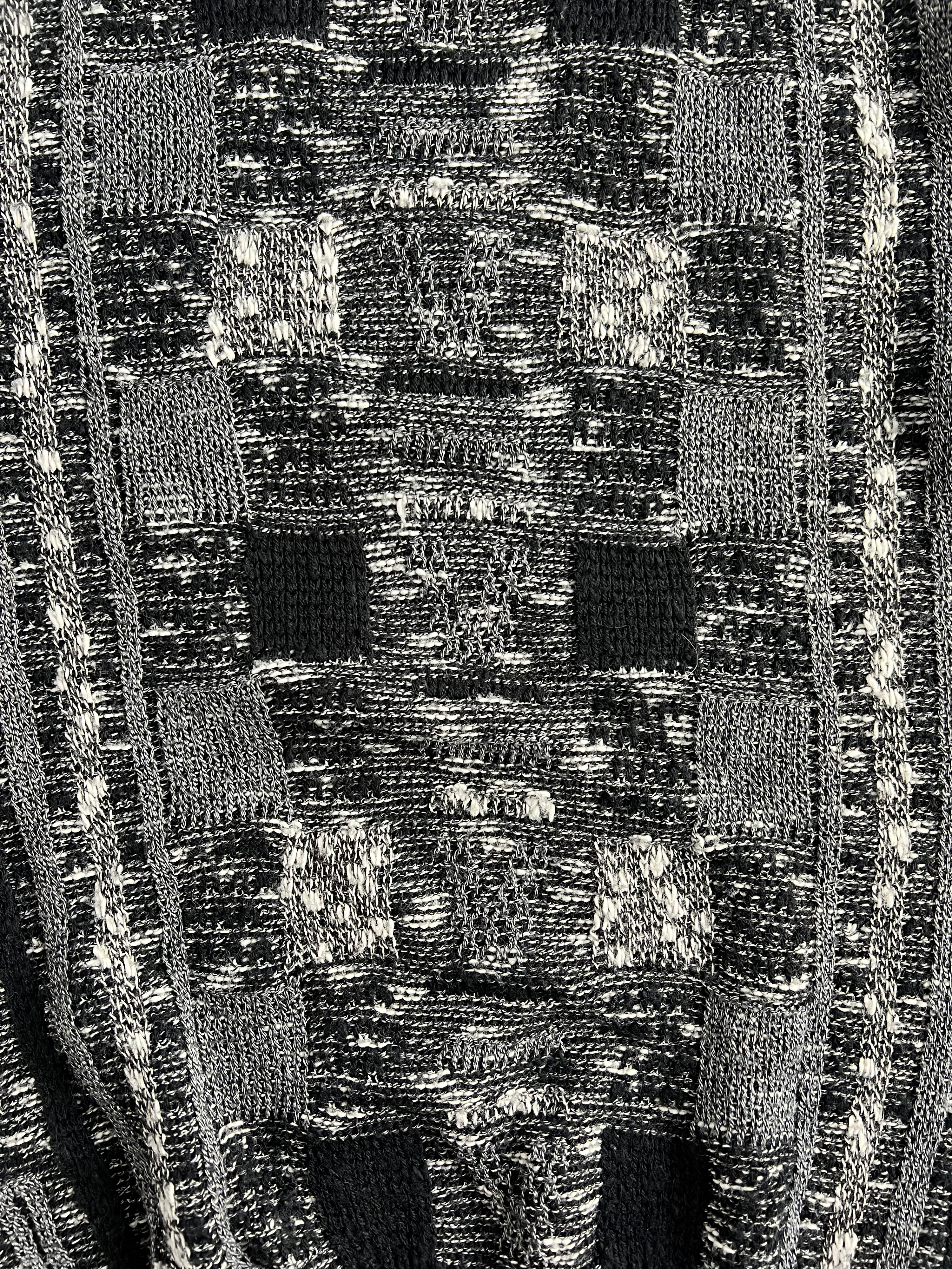 VINTAGE COSBY PATTERN STRUCTURED KNIT BLACK - L