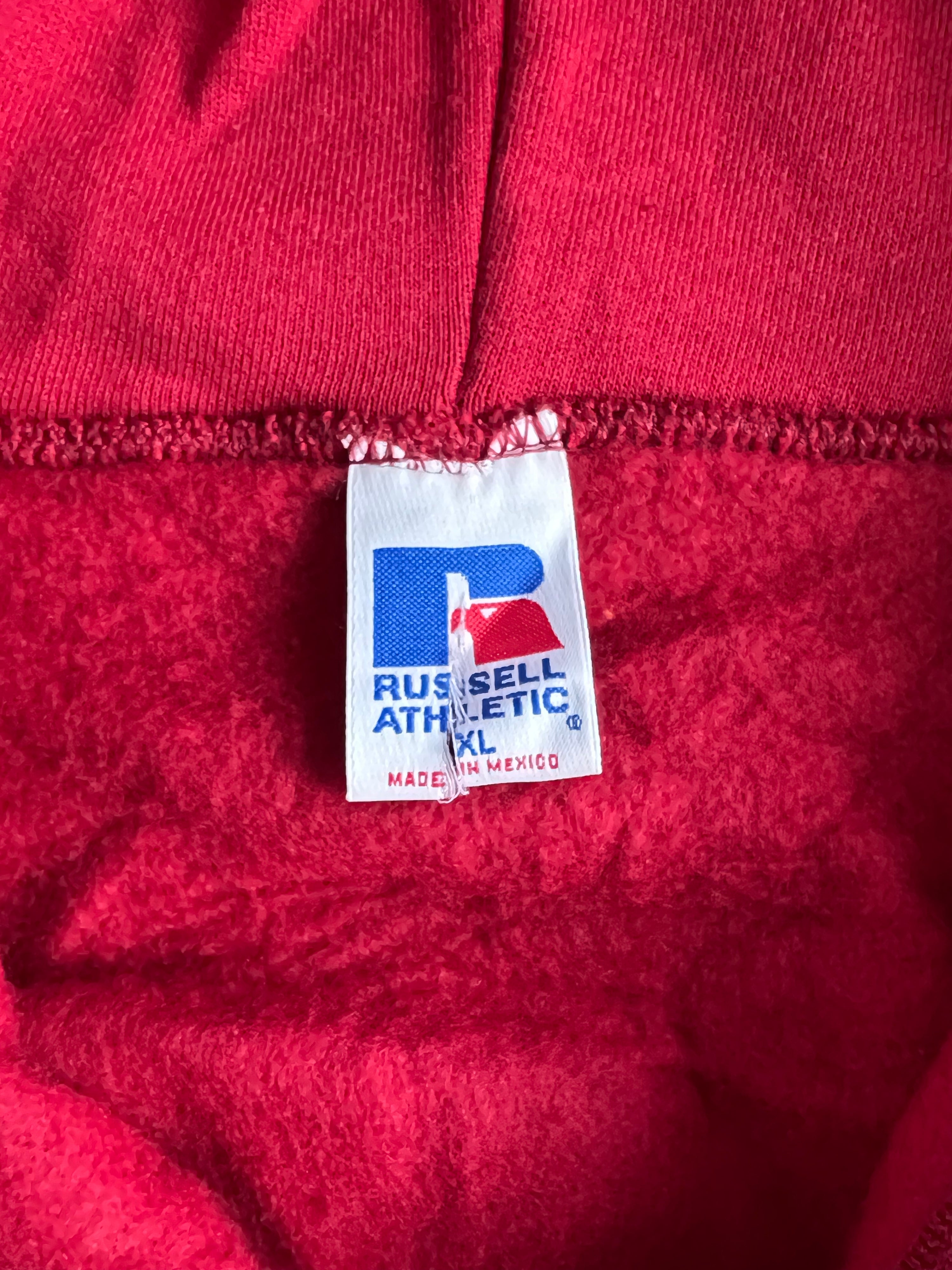 VINTAGE BLANK ZIP HOODIE RED -  XL