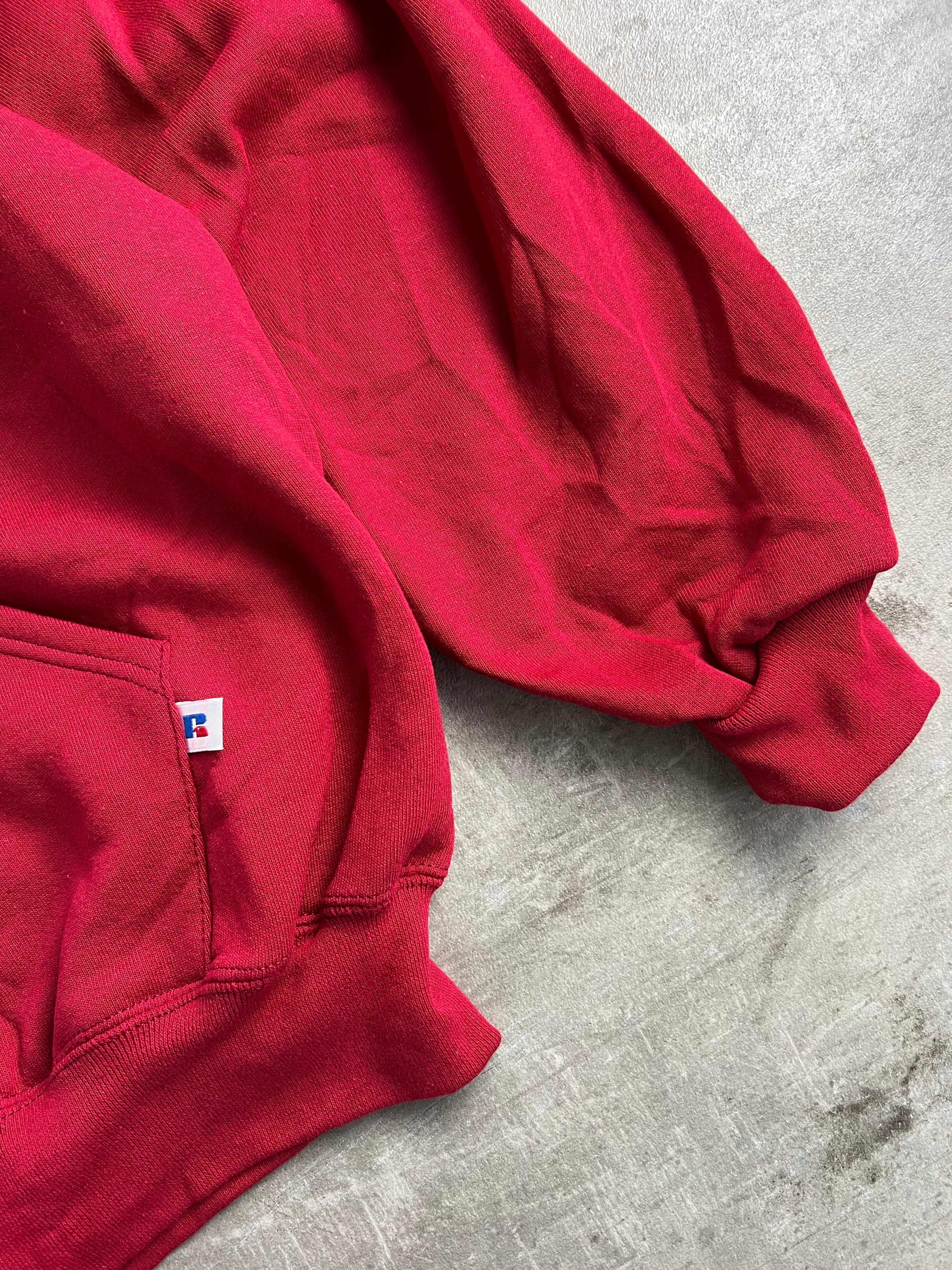 VINTAGE BLANK ZIP HOODIE RED -  XL