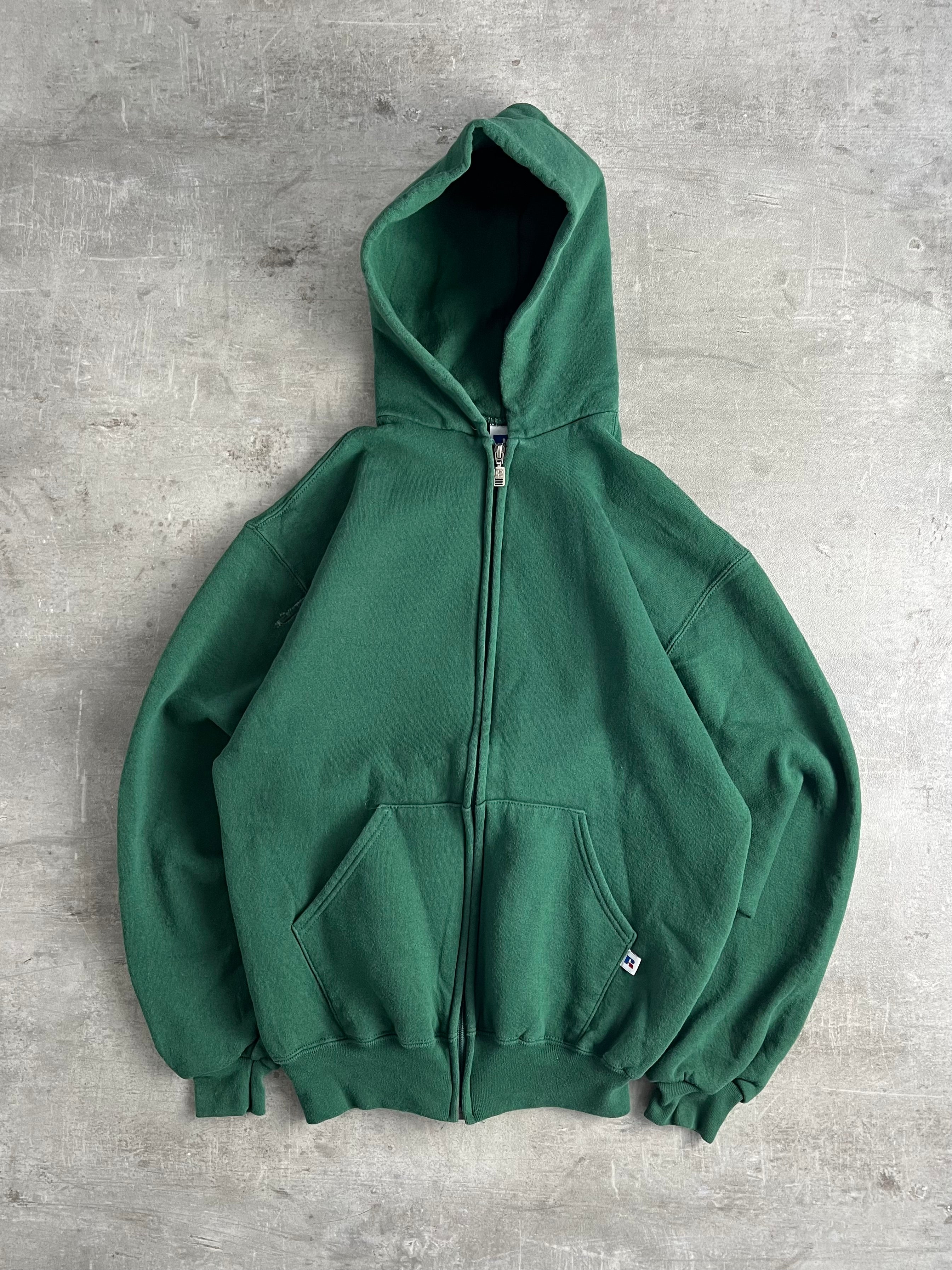 RUSSELL ATHLETIC VINTAGE ZIP HOODIE GREEN - M