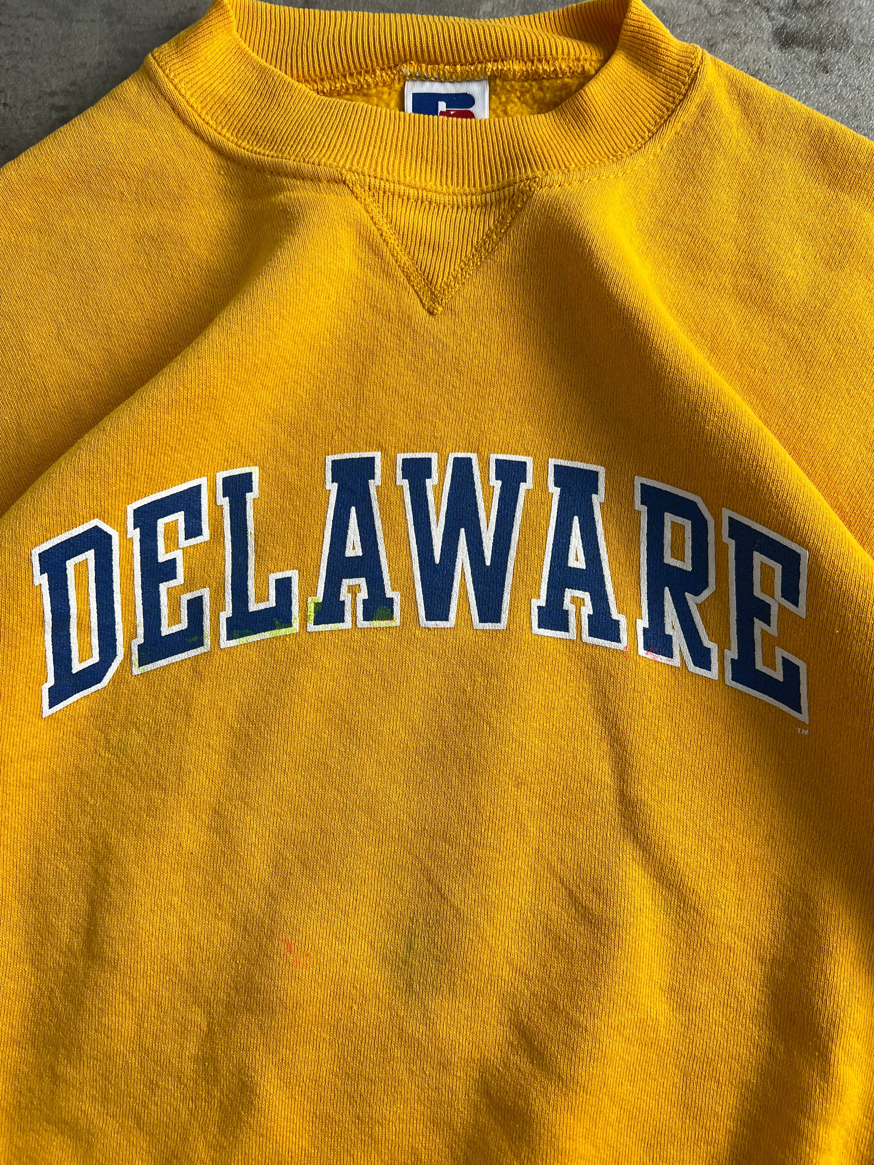 RUSSELL ATHLETIC VINTAGE CREWNECK YELLOW DELAWARE - XS/S