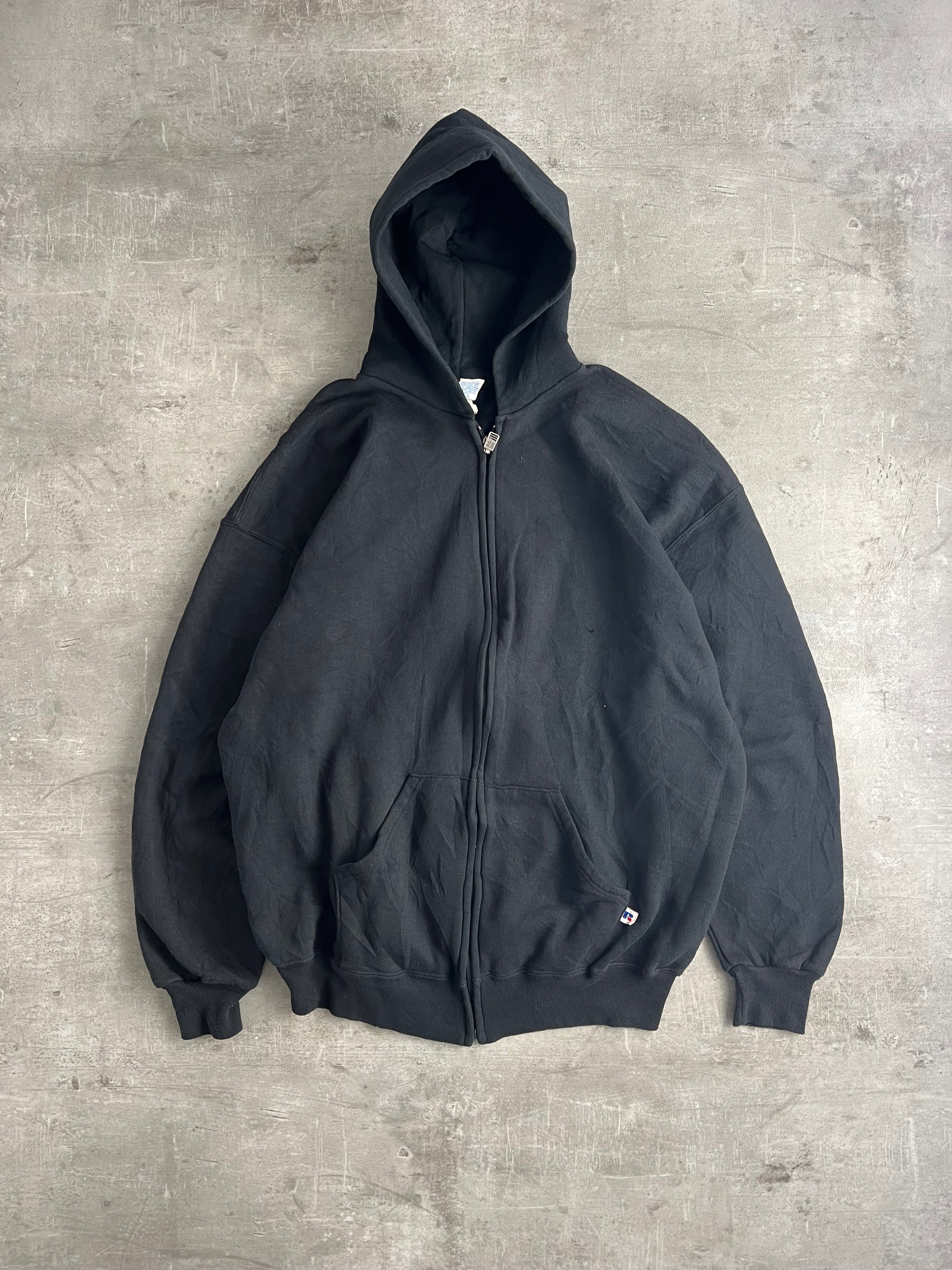 RUSSELL ATHLETIC VINTAGE ZIP HOODIE BLACK - XL