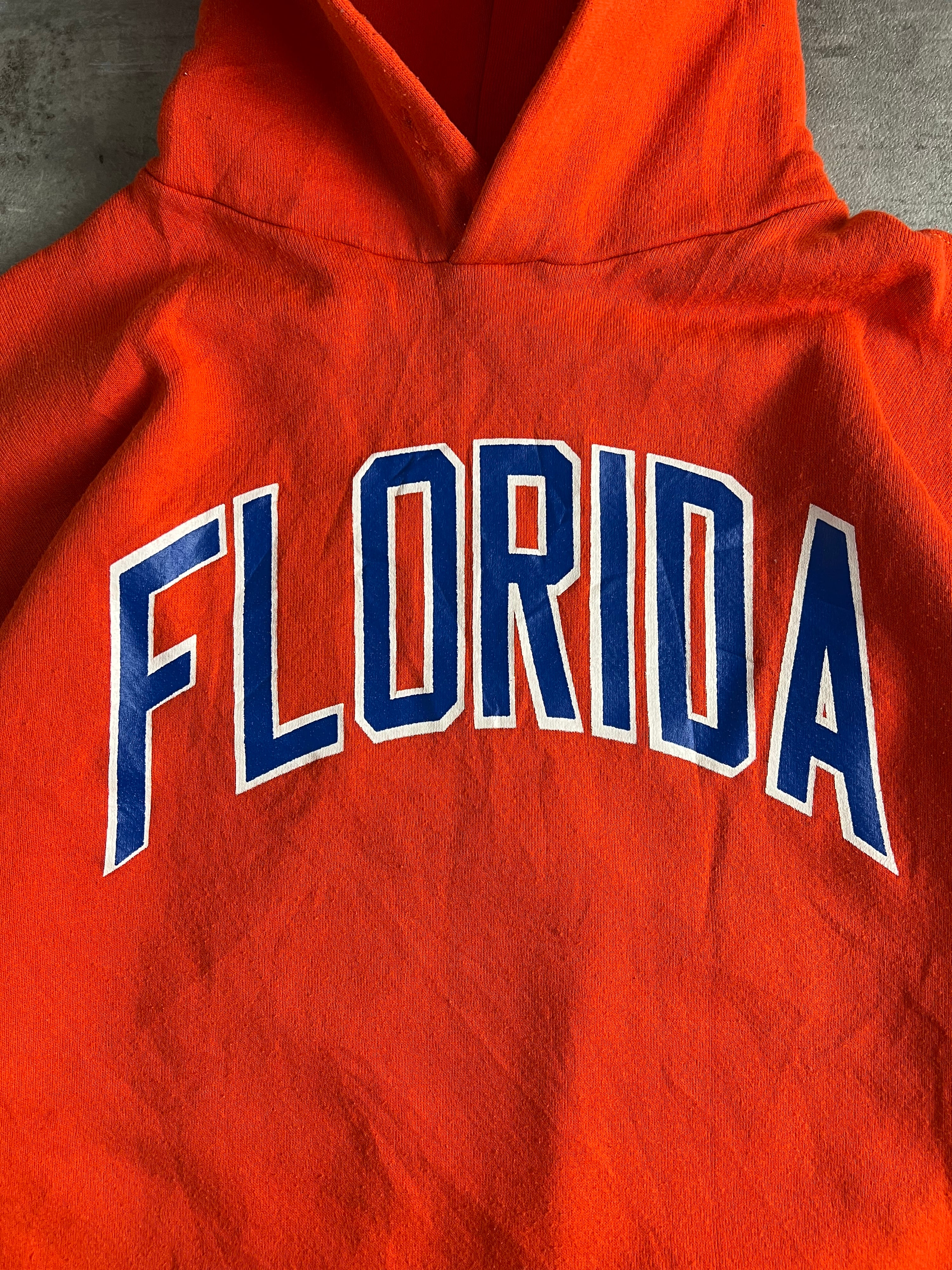 RUSSELL ATHLETIC VINTAGE HOODIE ORANGE FLORIDA MADE IN USA - L