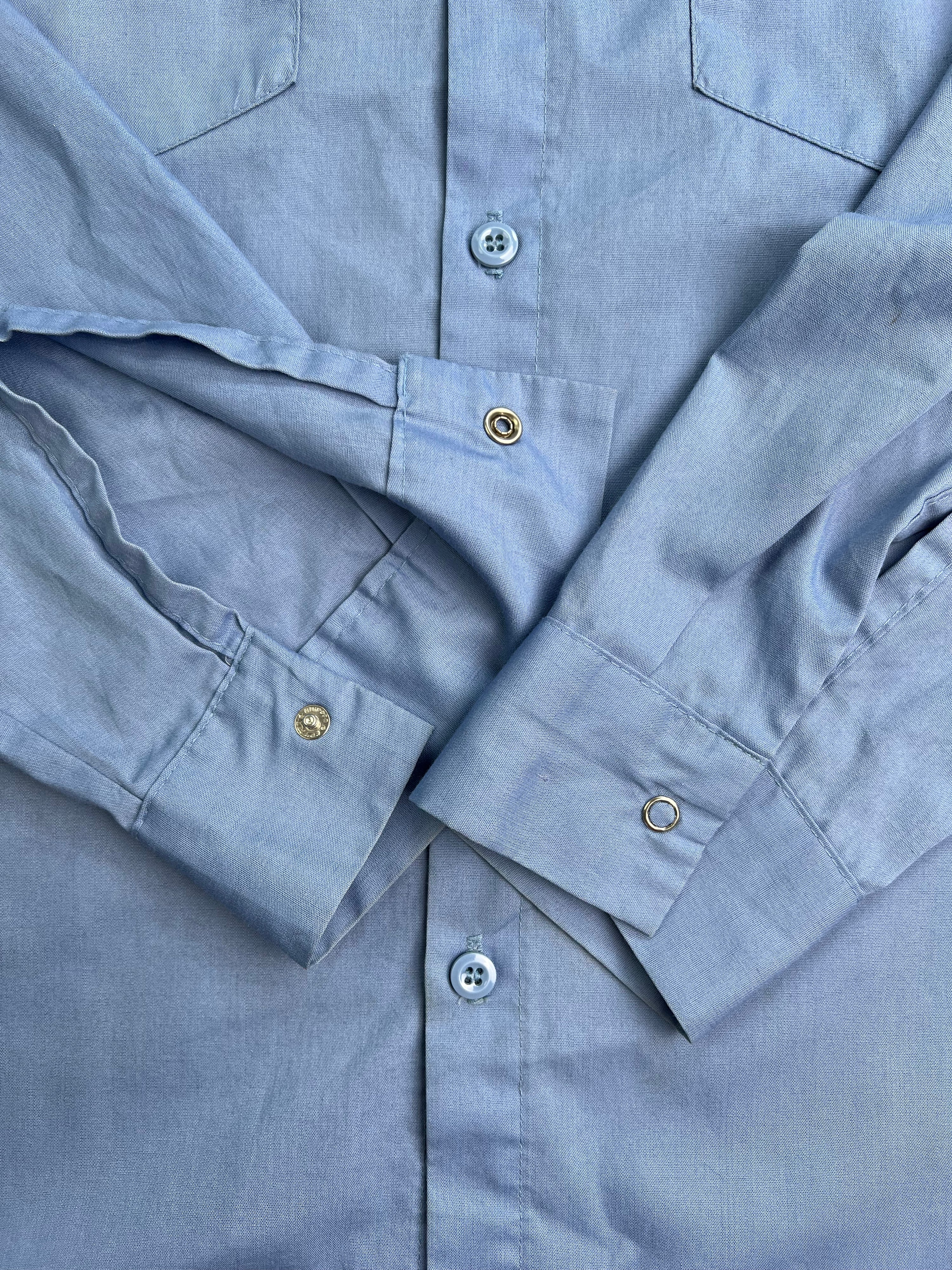 VINTAGE WORK SHIRT LIGHT BLUE MADE IN USA - M