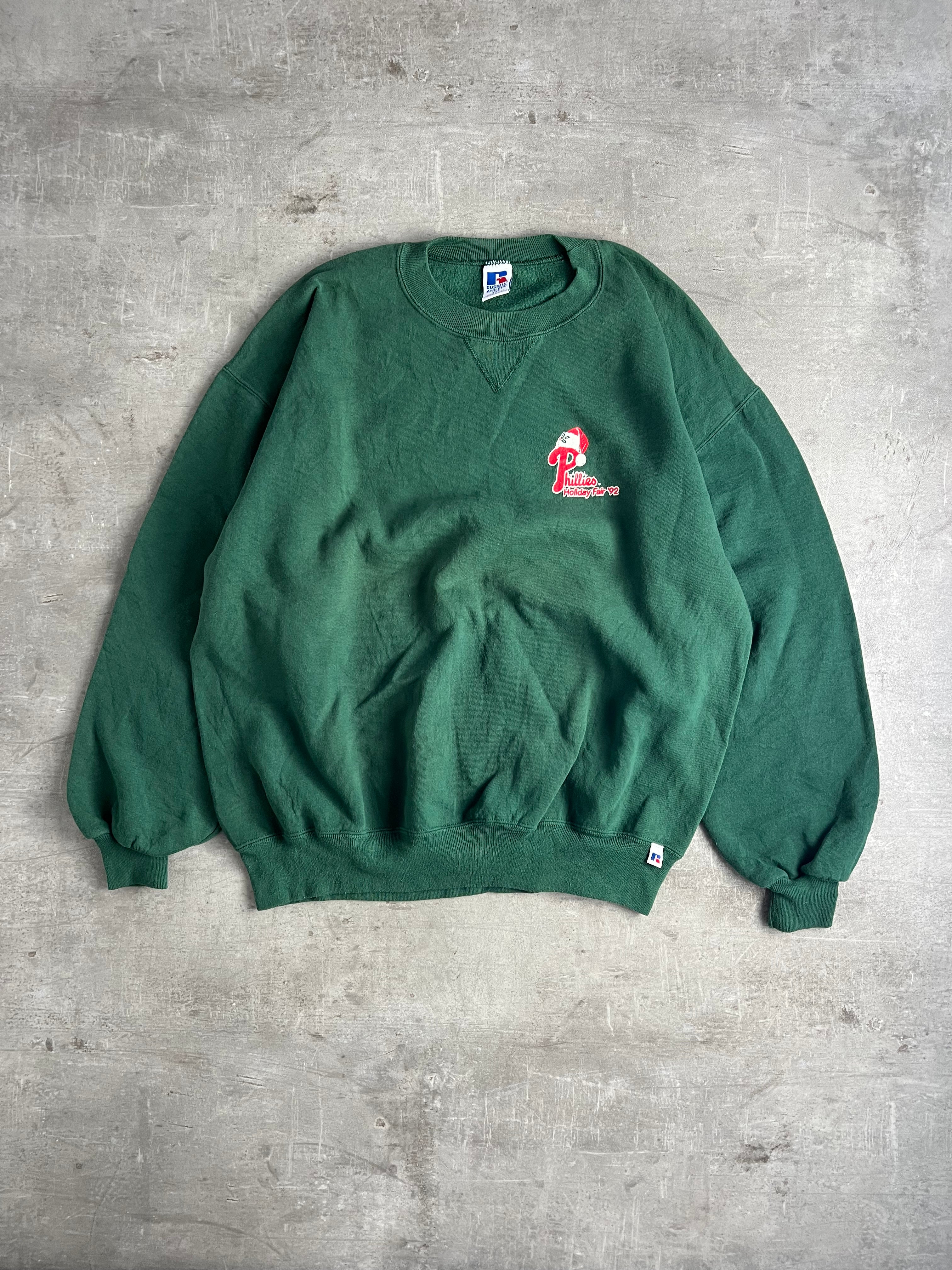 RUSSELL ATHLETIC VINTAGE CREWNECK GREEN PHILLIES MADE IN USA