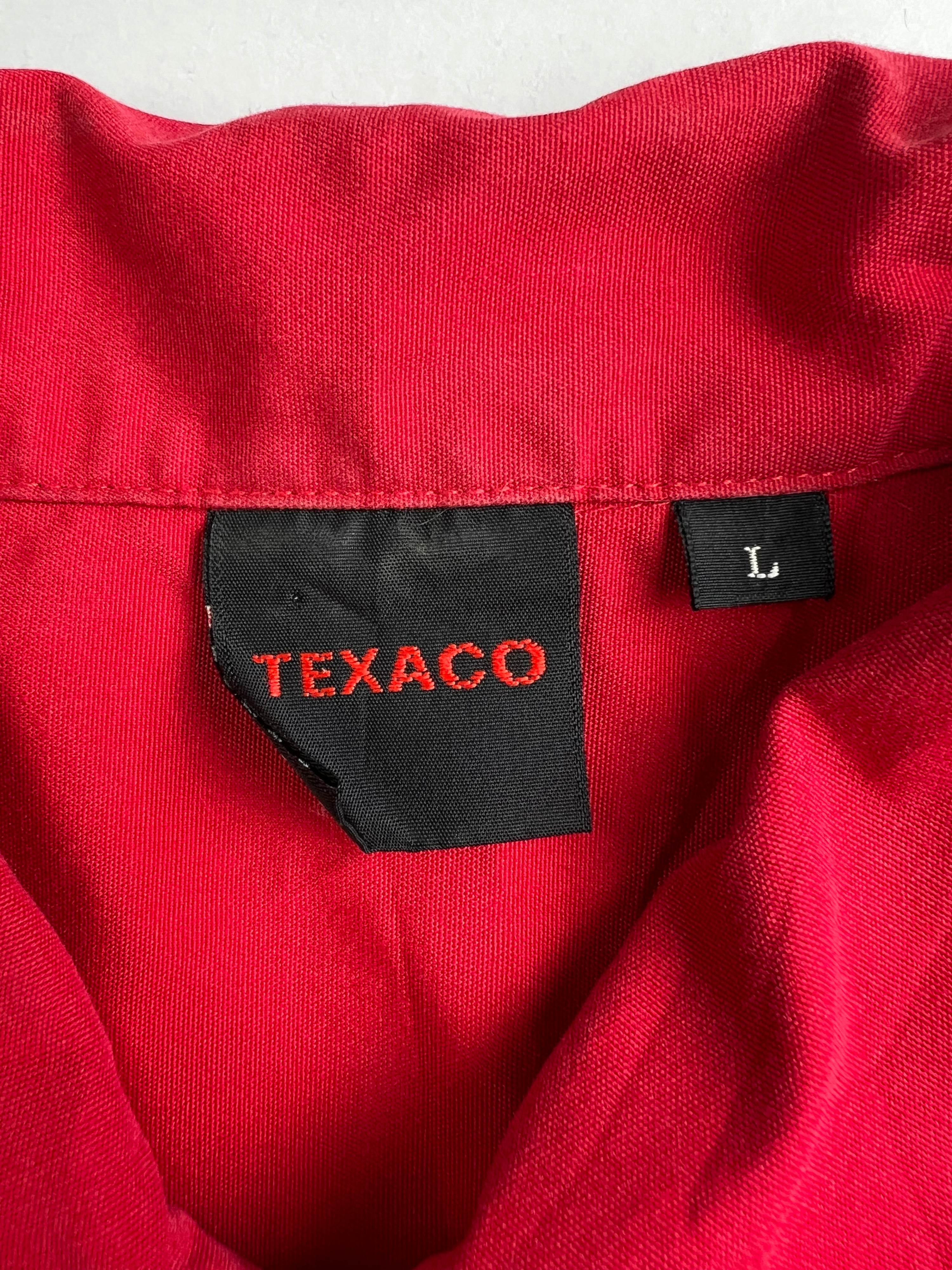 VINTAGE TEXACO WORK SHIRT MADE IN USA BLACK RED - L