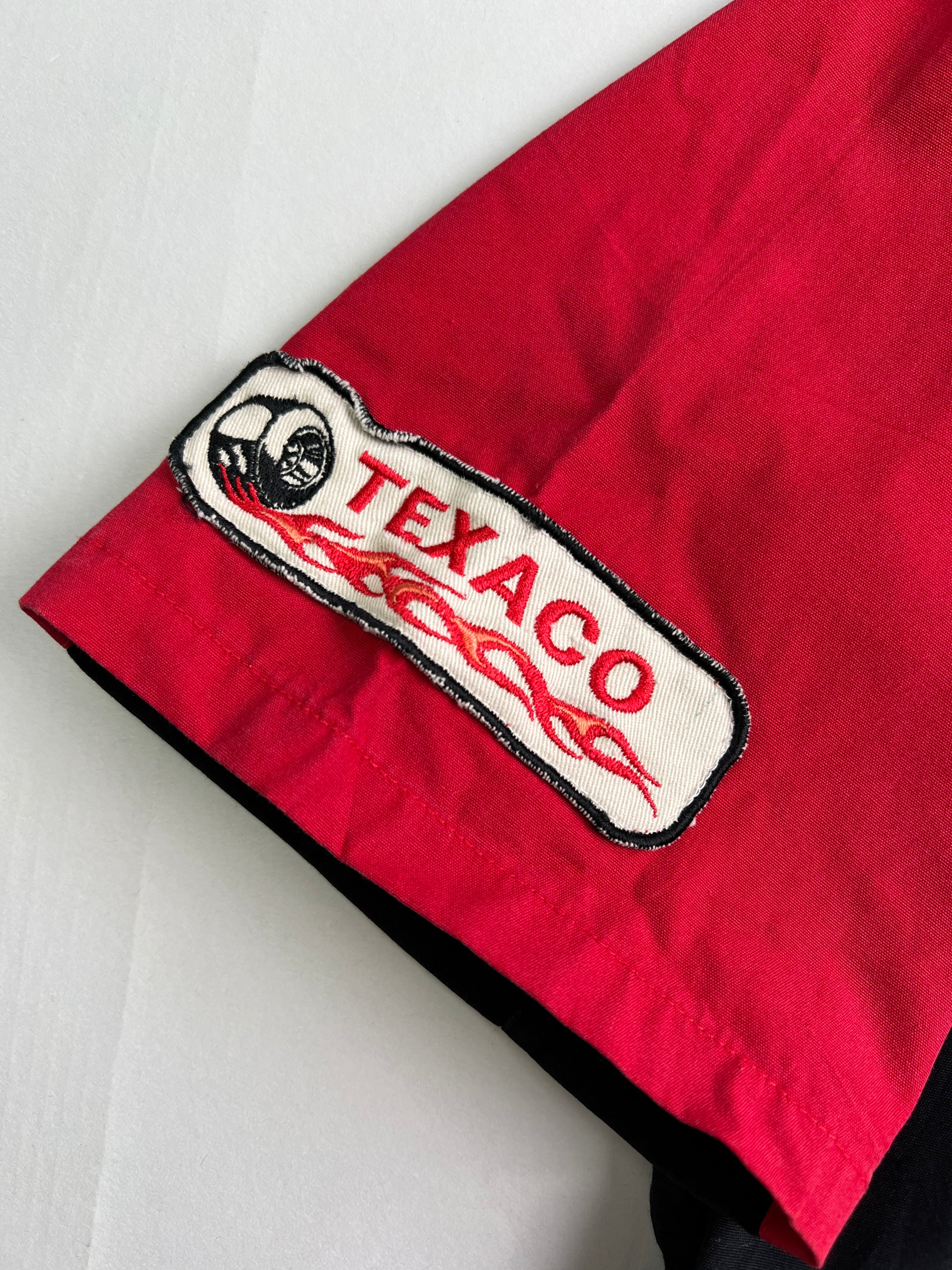 VINTAGE TEXACO WORK SHIRT MADE IN USA BLACK RED - L