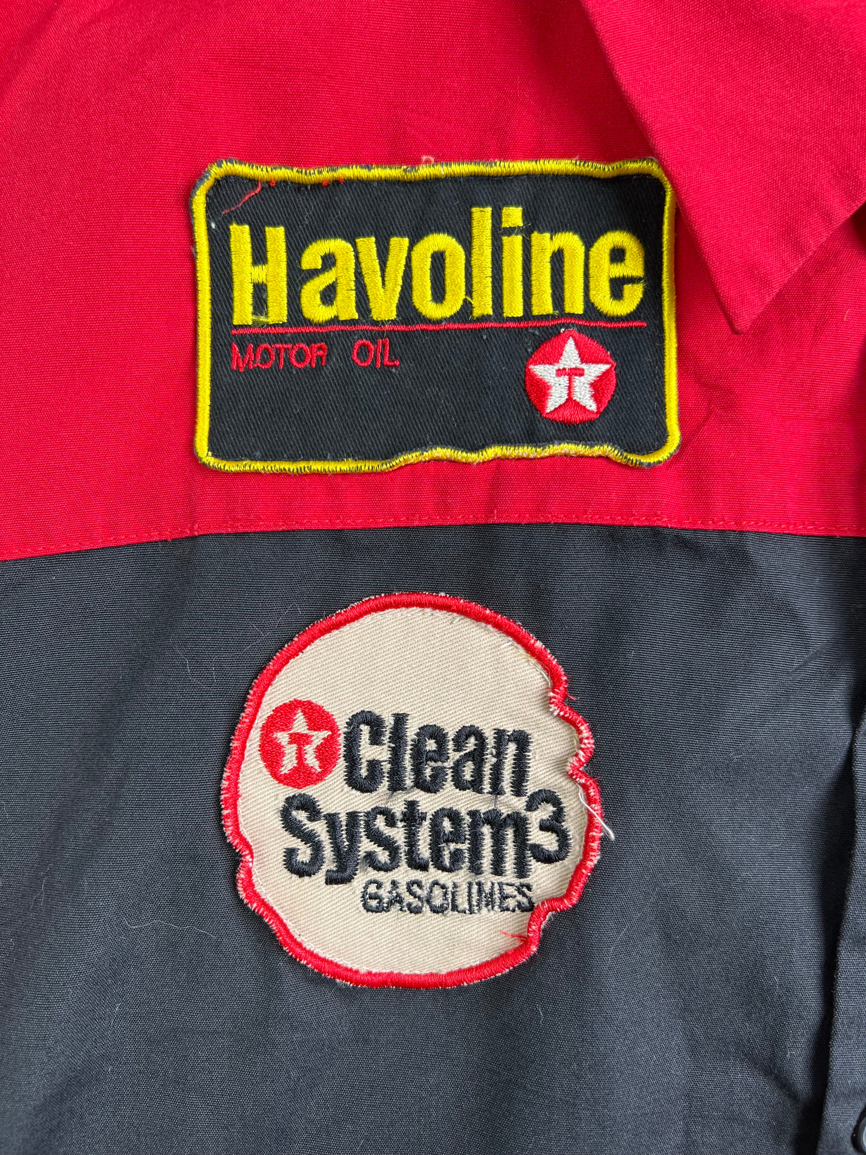 VINTAGE TEXACO WORK SHIRT MADE IN USA BLACK RED - L