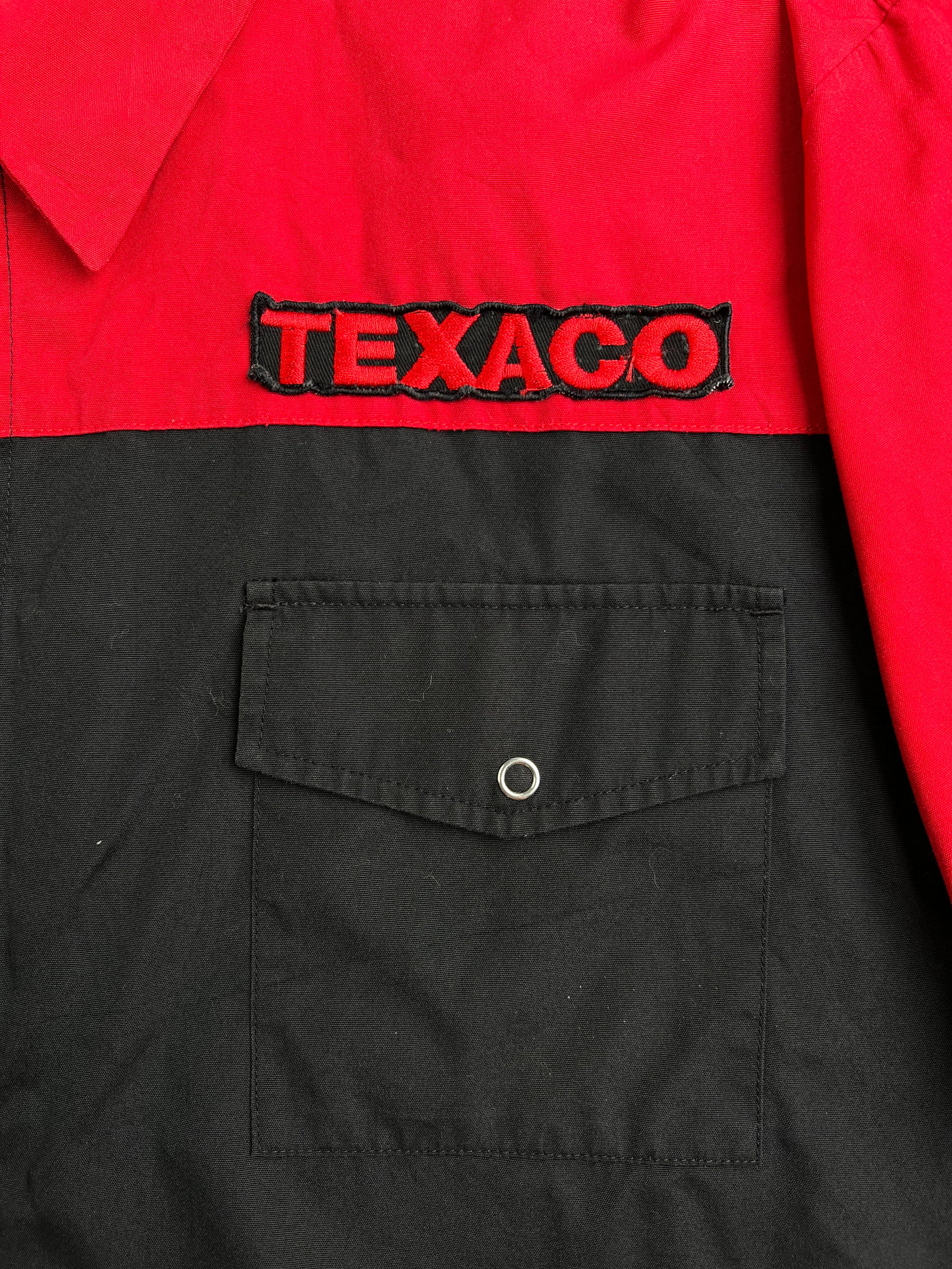 VINTAGE TEXACO WORK SHIRT MADE IN USA BLACK RED - L