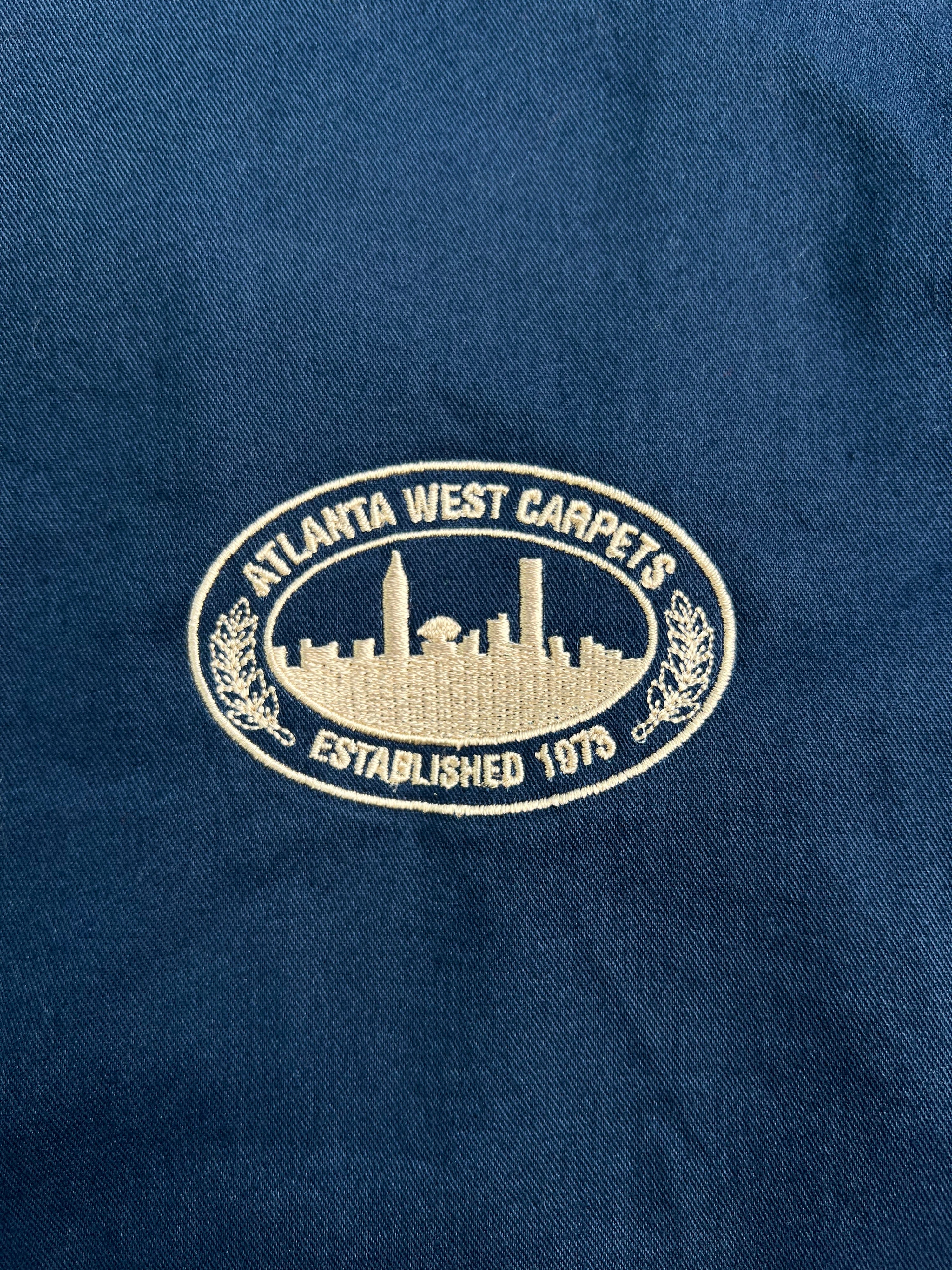 VINTAGE ATLANTA WEST CARPETS WORK SHIRT NAVY BLUE - L