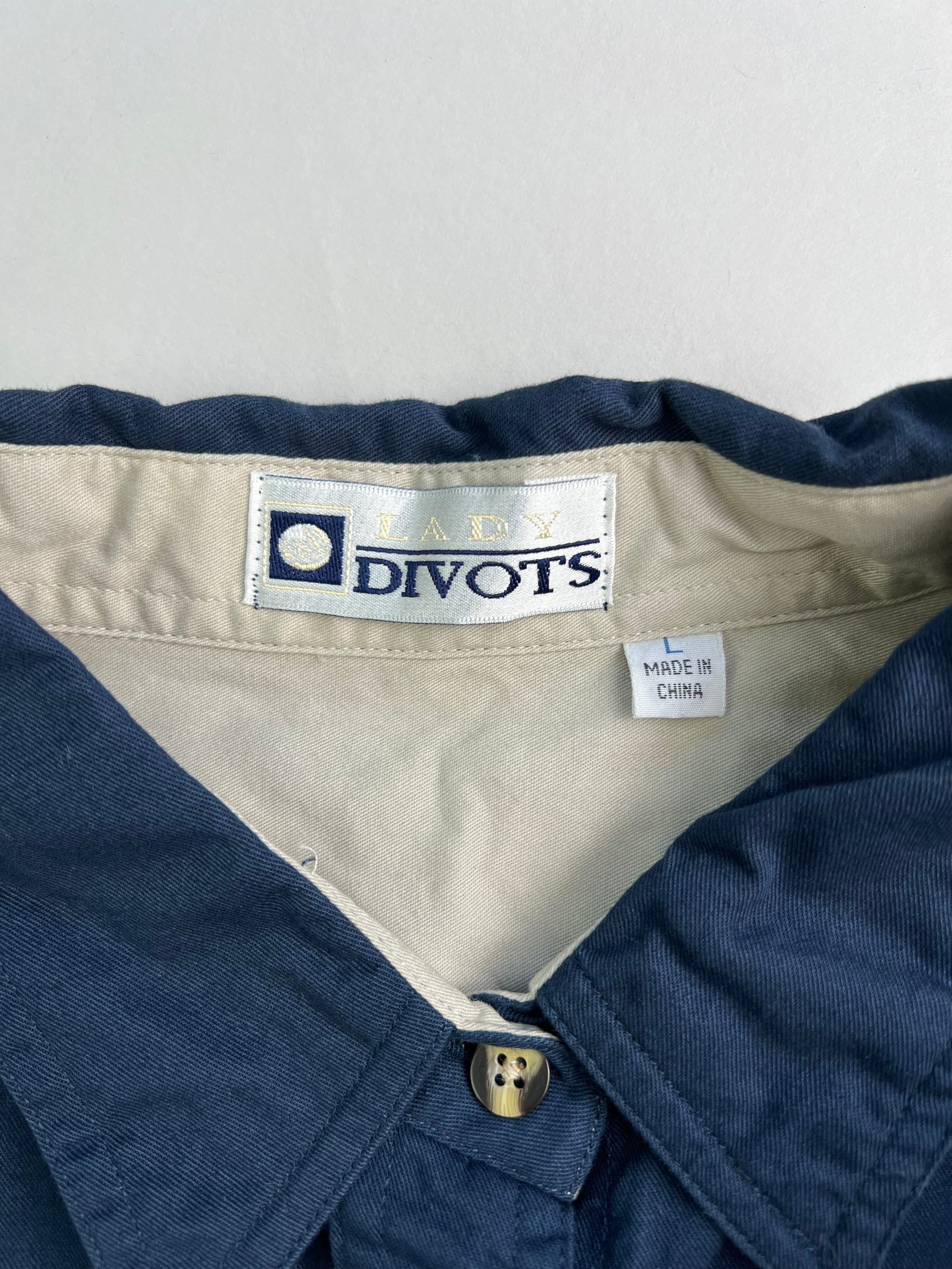 VINTAGE ATLANTA WEST CARPETS WORK SHIRT NAVY BLUE - L