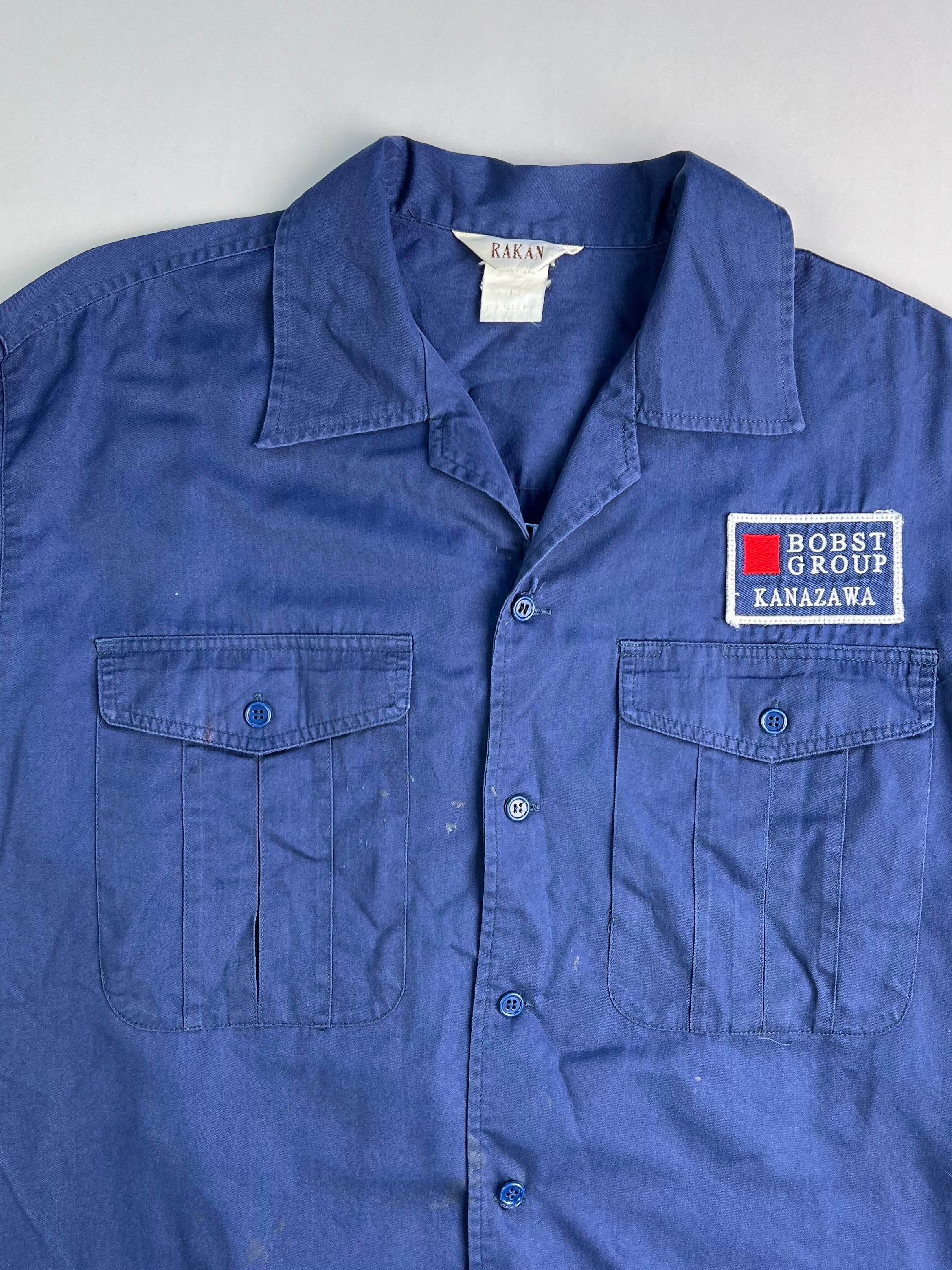 VINTAGE BOBST GROUP JAPAN WORK SHIRT BLUE - L