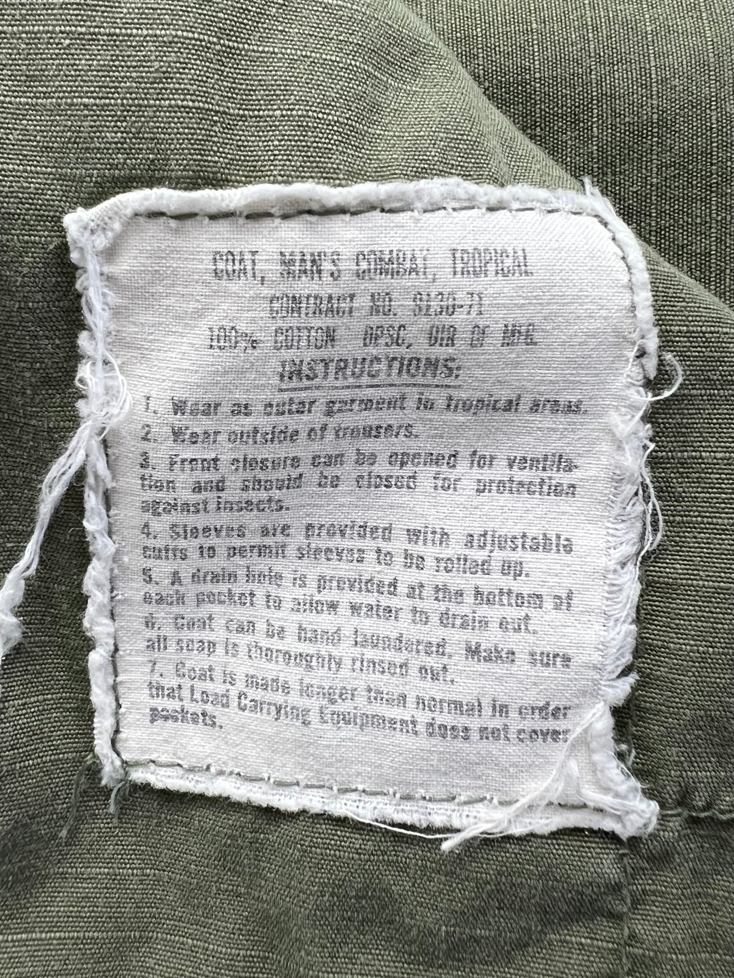 JUNGLE JACKET OG-107 US ARMY VIETNAM - M/L