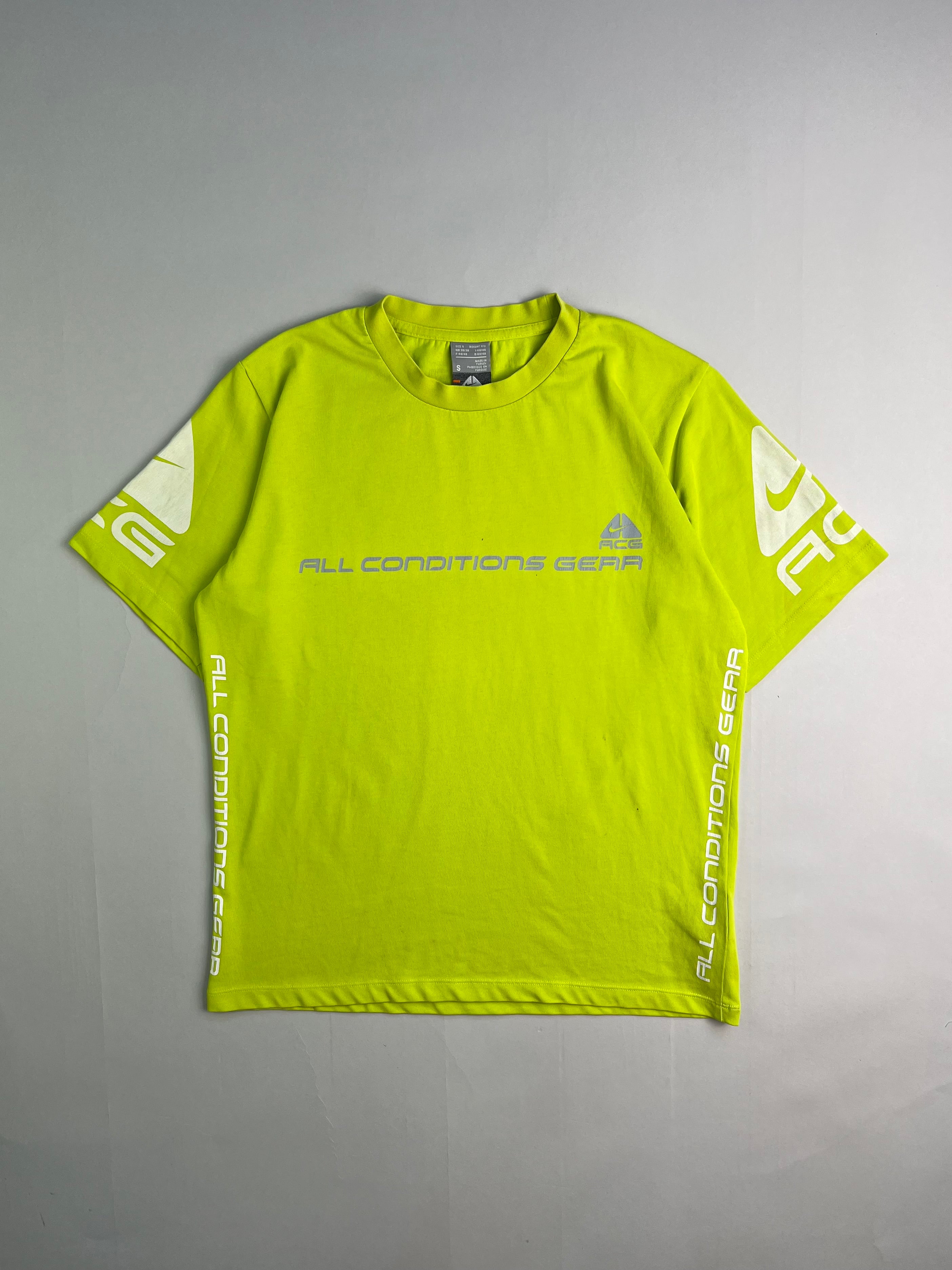 NIKE ACG T-SHIRT NEON YELLOW BIG LOGO - S