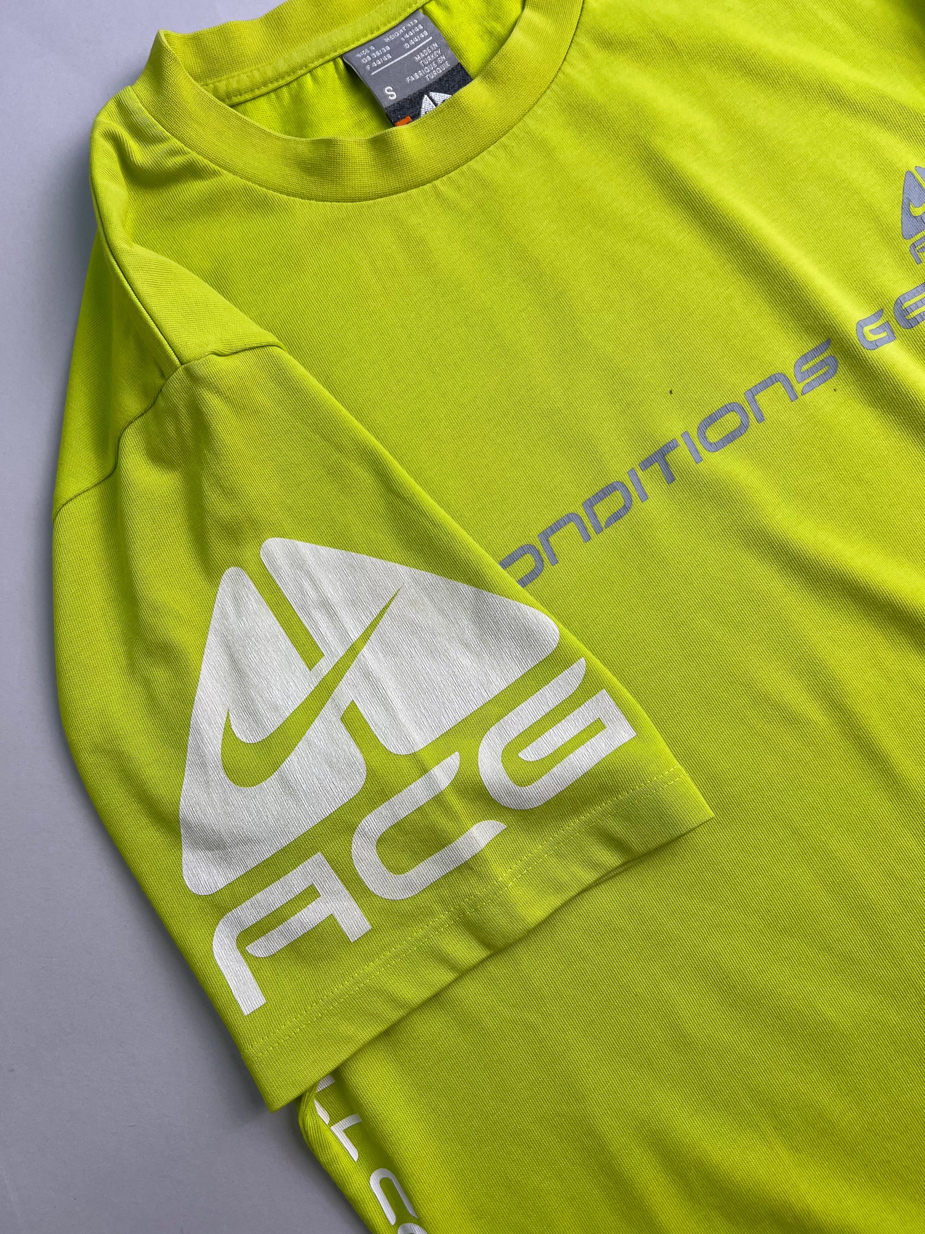 NIKE ACG T-SHIRT NEON YELLOW BIG LOGO - S