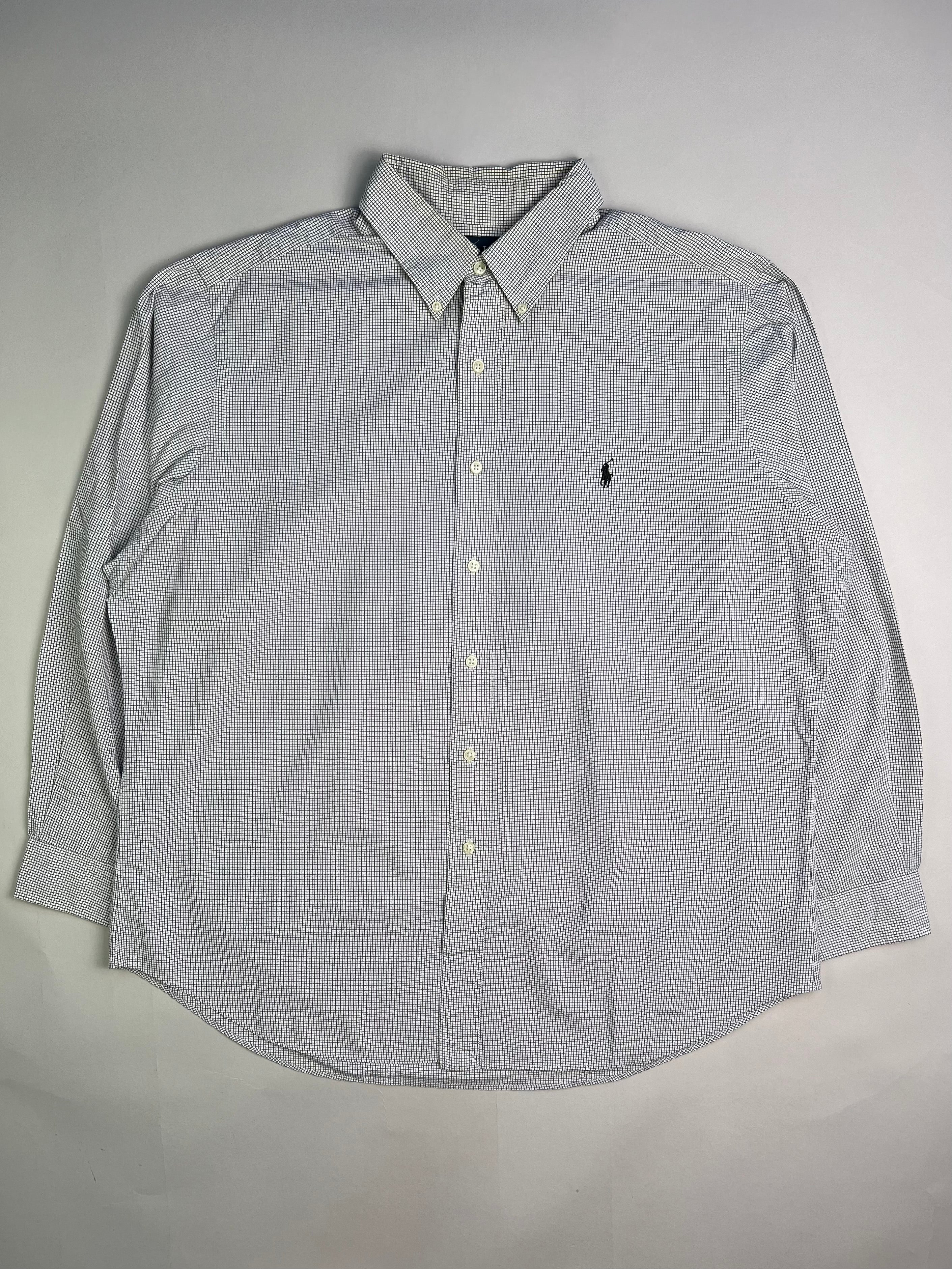 RALPH LAUREN COTTON SHIRT WHITE BLACK - L/XL
