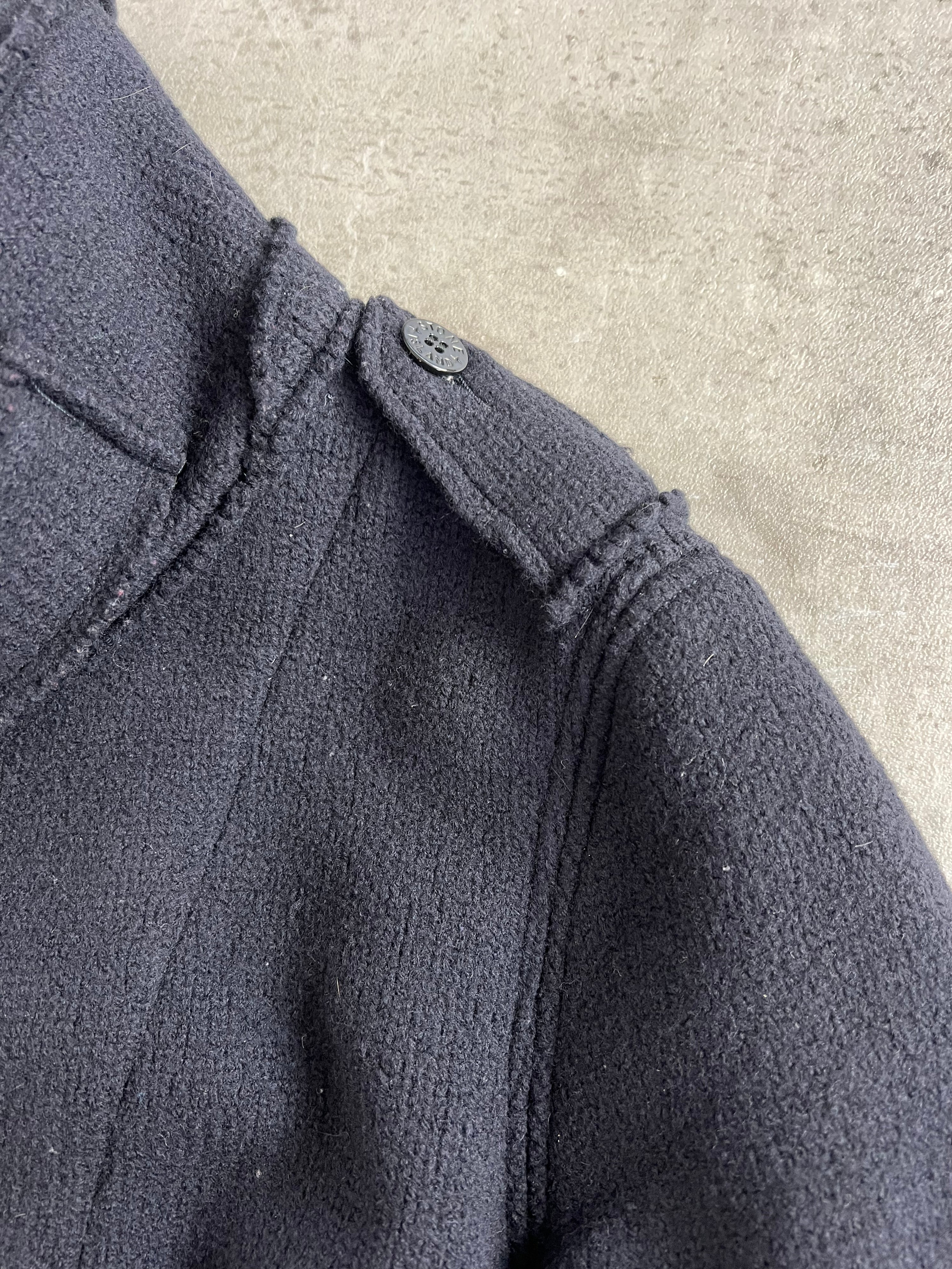 STONE ISLAND PEACOAT DOUBLE BREASTED WOOL COAT NAVY BLUE - S