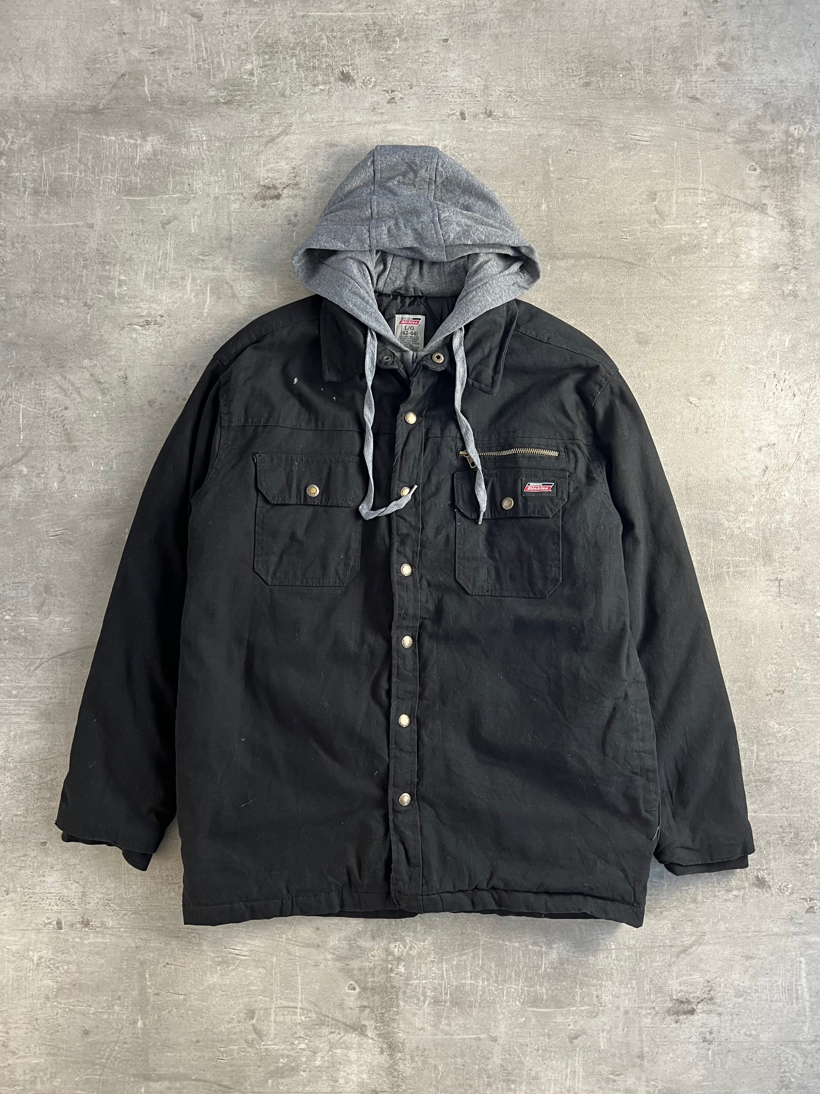 DICKIES HOODED SHIRT JACKET BLACK - LARGE